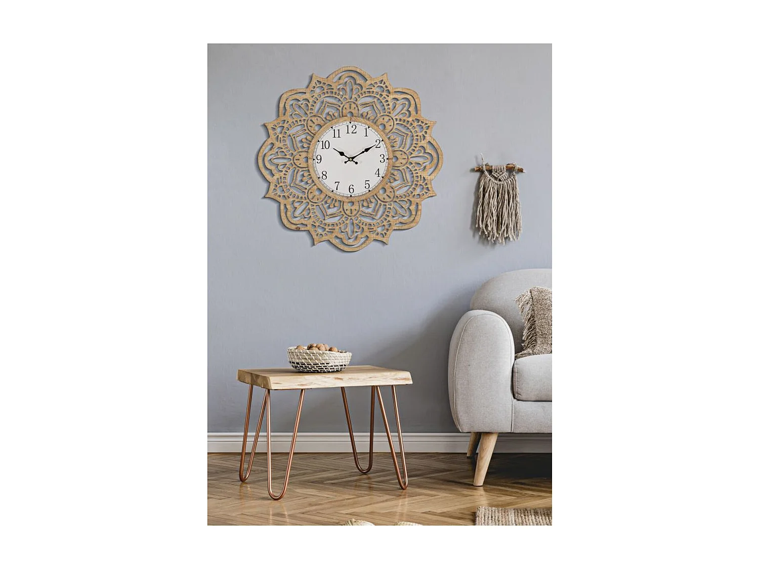 Horloge Murale MF232, Marron, 60x4,5x60 cm, Seven Design