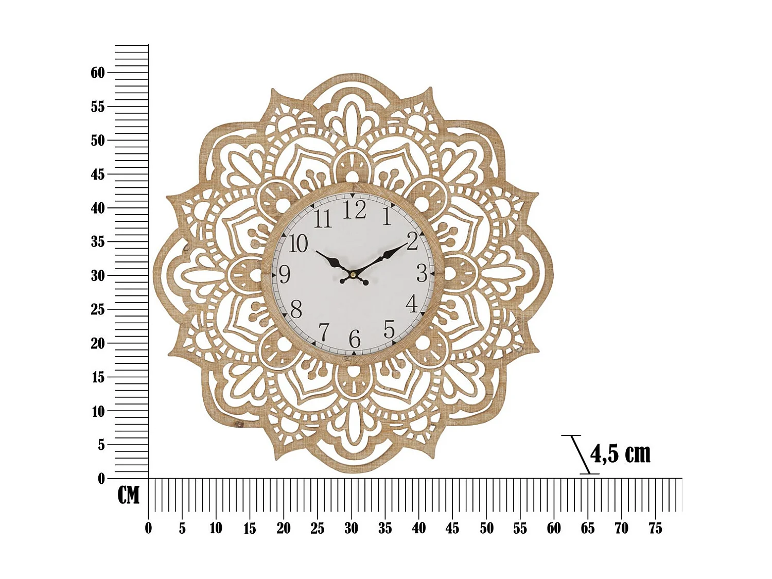 Horloge Murale MF232, Marron, 60x4,5x60 cm, Seven Design