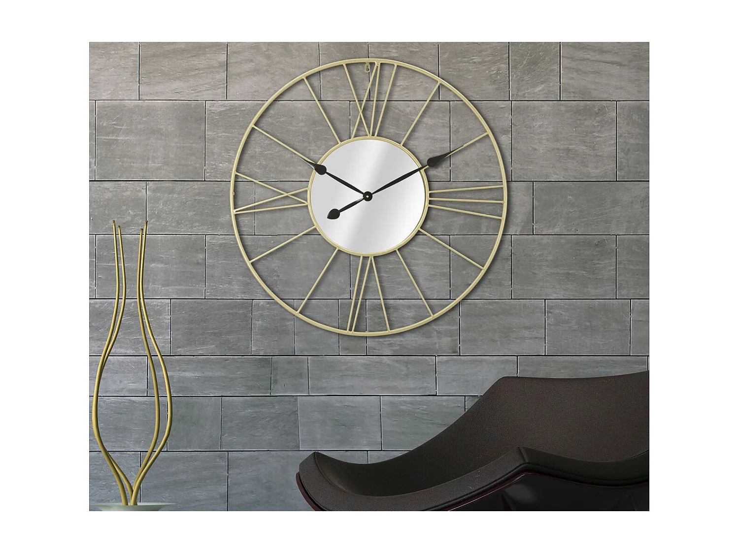 Horloge Murale MF283, Or, 80x6x80 cm, Seven Design