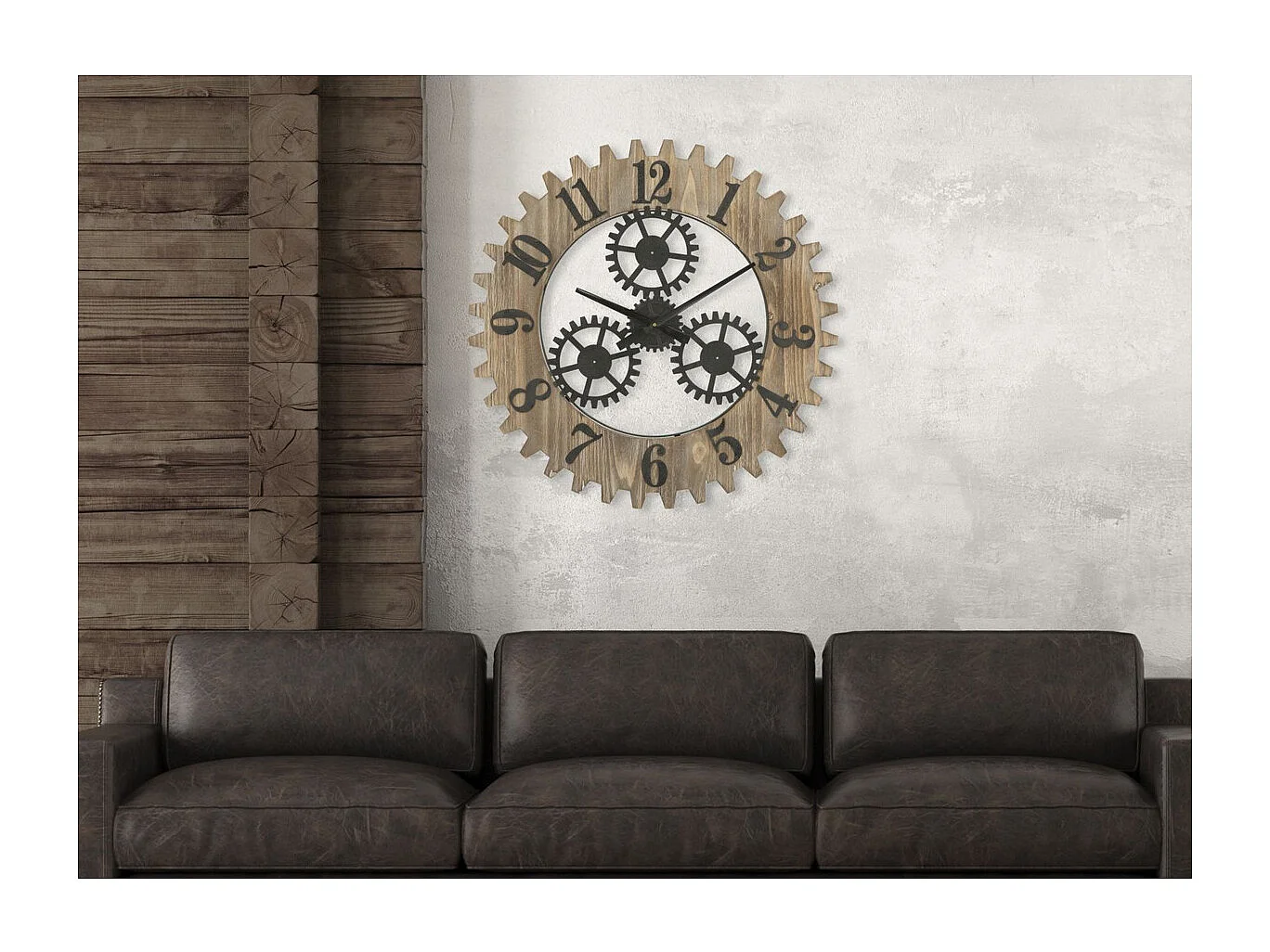Horloge Murale MF259, Marron, 60x4x60 cm, Seven Design