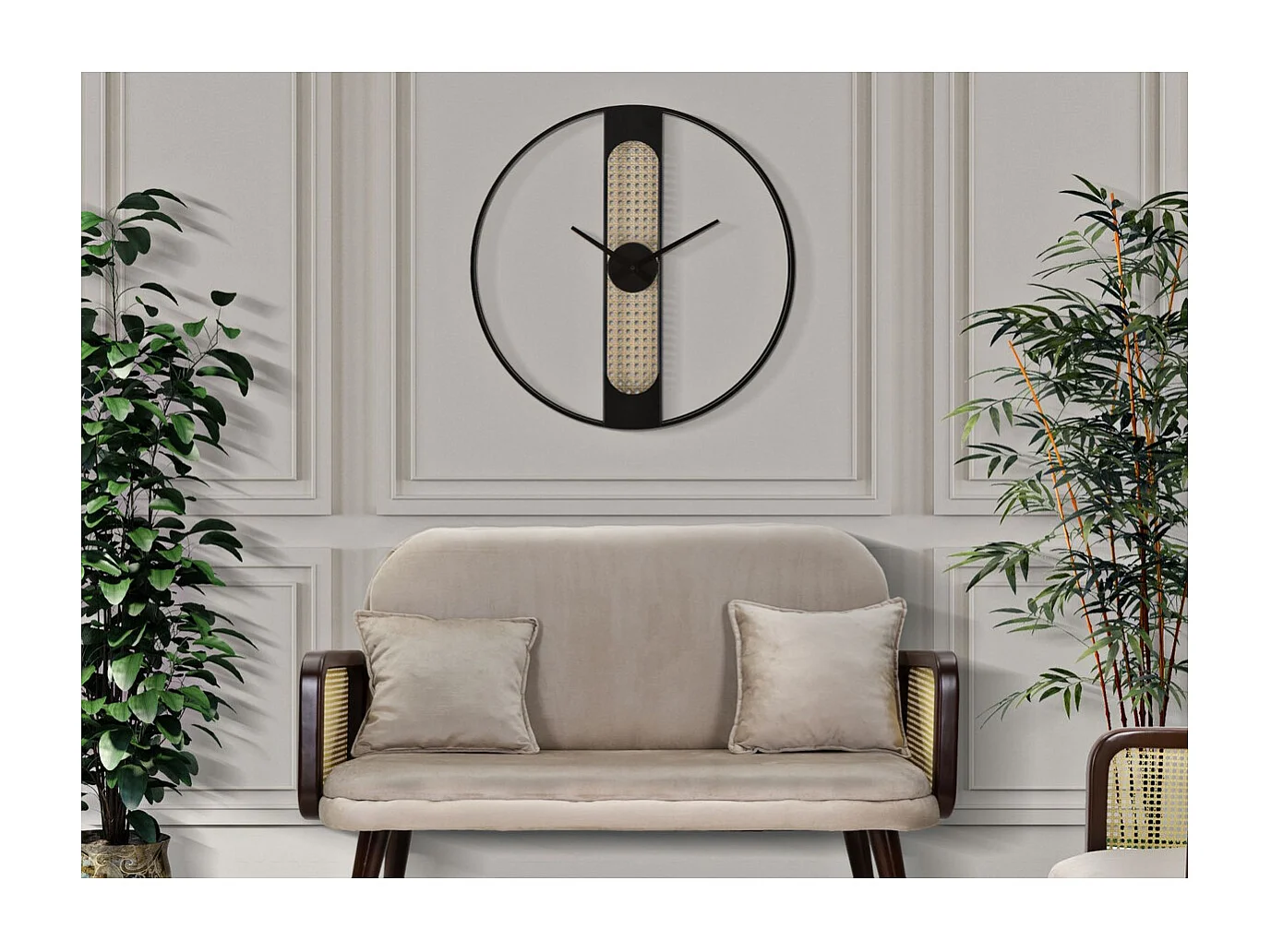 Wandklok MF239, Zwart, 60x5x60 cm, Seven Design