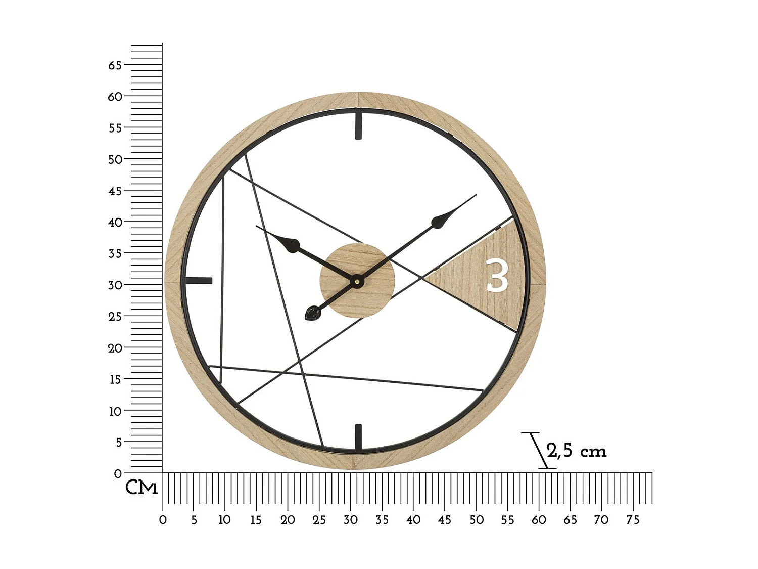 Horloge Murale MF261, Marron, 60x2,5x60 cm, Seven Design