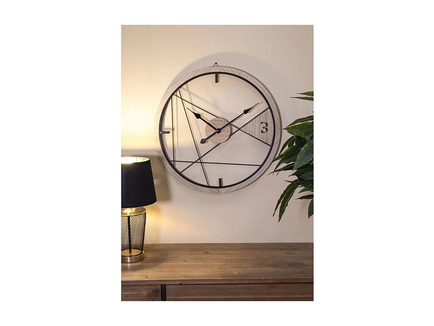 Horloge Murale MF261, Marron, 60x2,5x60 cm, Seven Design