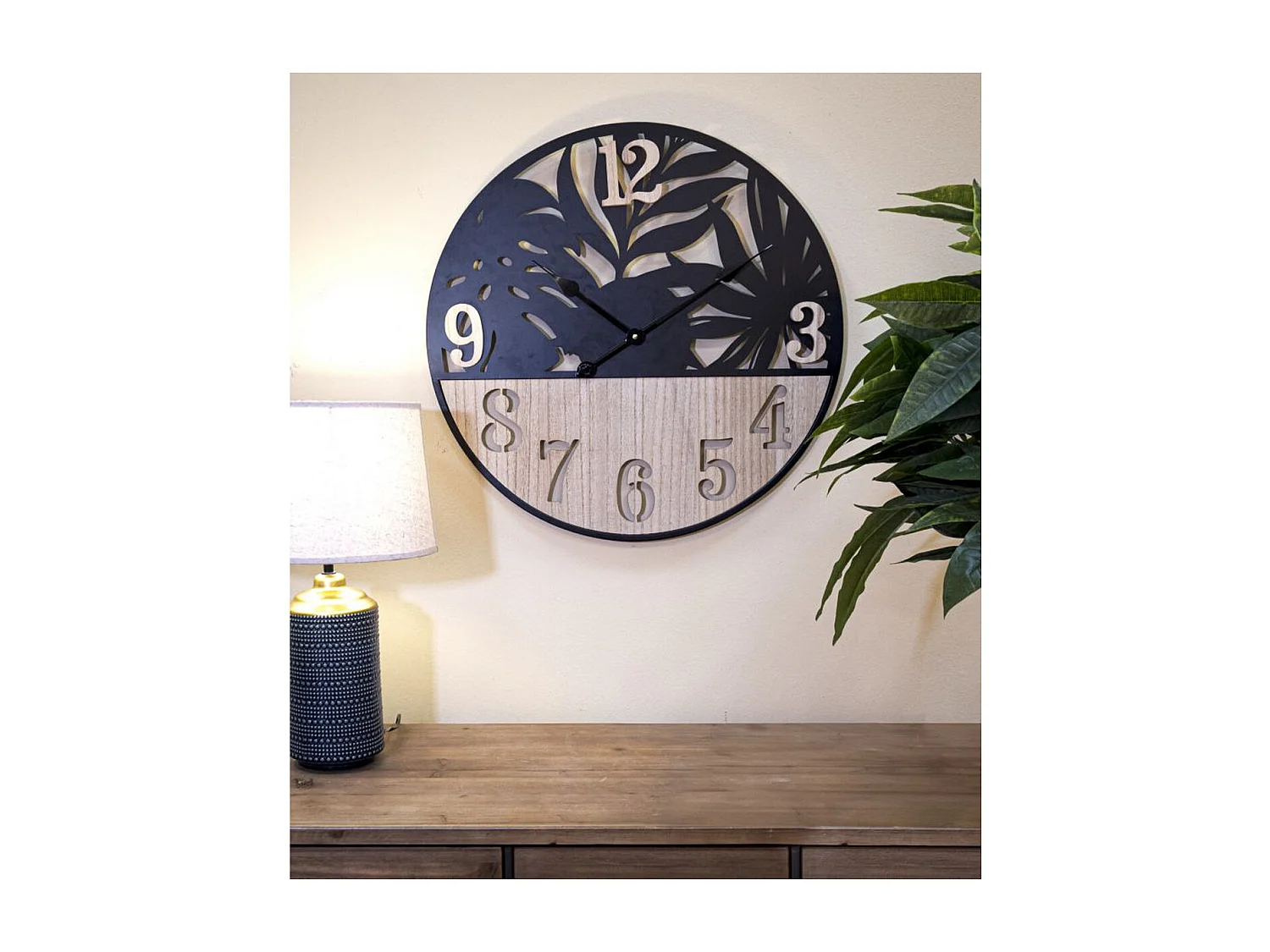 Horloge Murale MF257, Noir, 60x2,5x60 cm, Seven Design