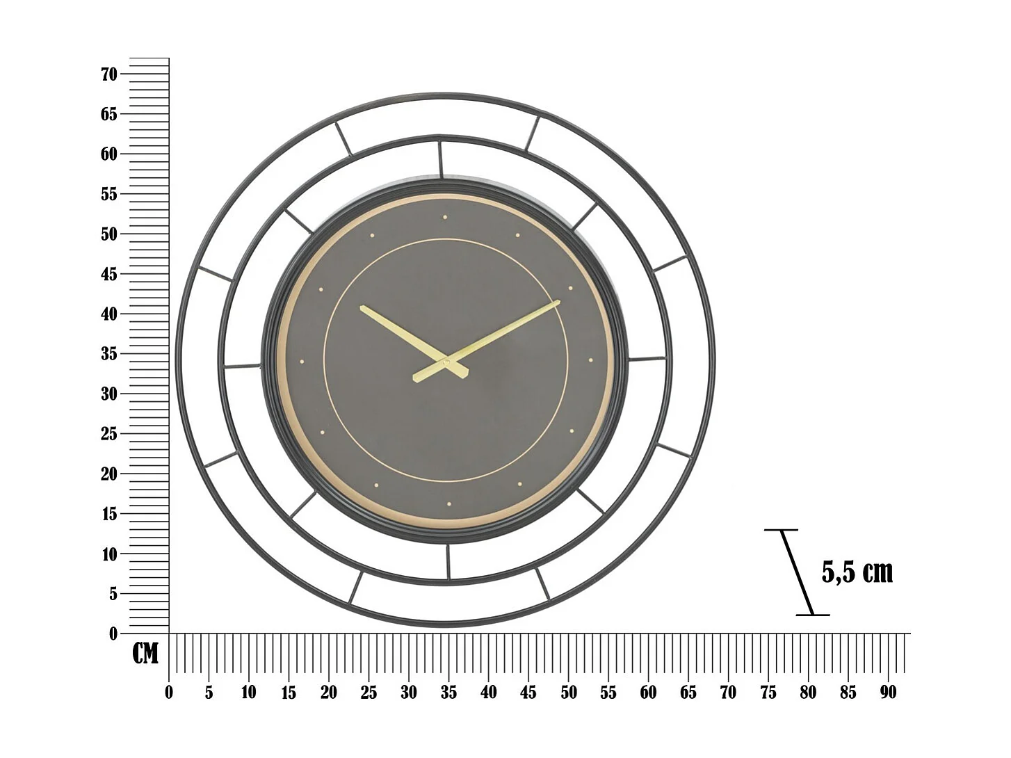 Horloge Murale MF279, Noir, 70x5,5x70 cm, Seven Design
