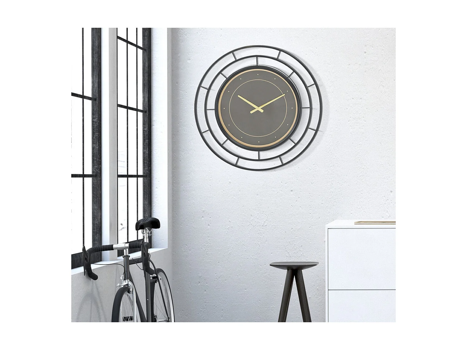 Horloge Murale MF279, Noir, 70x5,5x70 cm, Seven Design