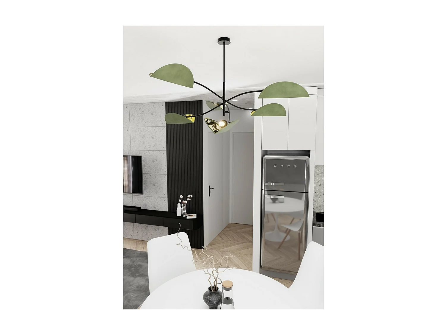 Candeeiro Suspenso Lotus 9, Verde, 105x59x105 cm, Seven Design