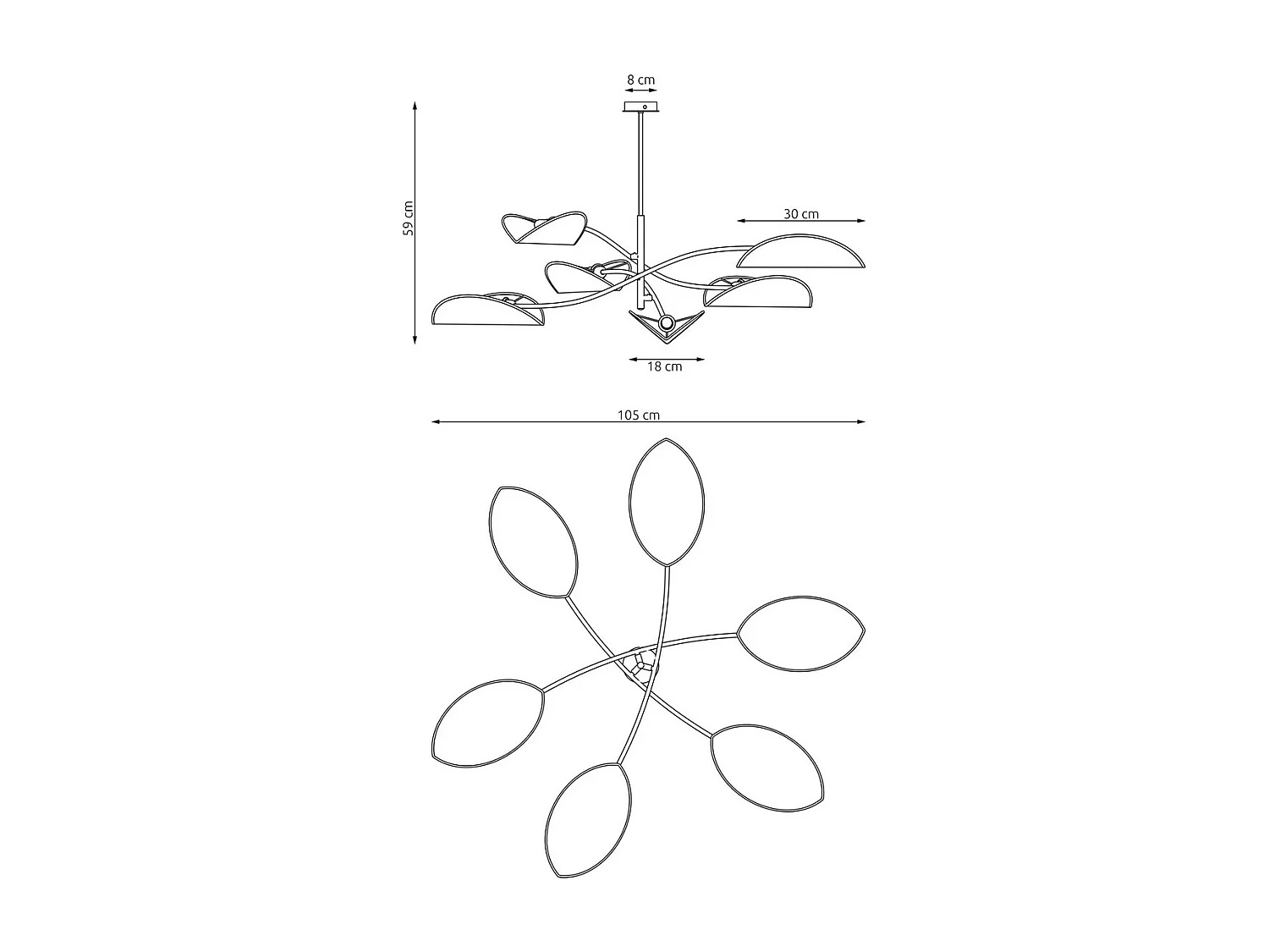 Candeeiro Suspenso Lotus 9, Verde, 105x59x105 cm, Seven Design