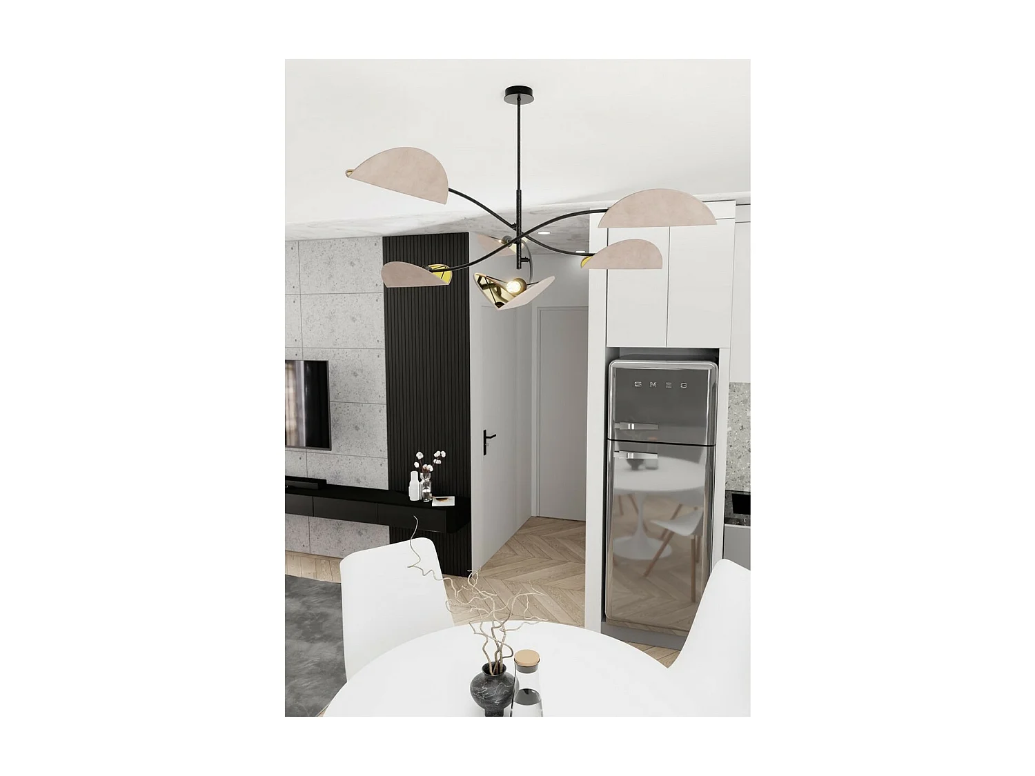 Candeeiro Suspenso Lotus 11, Cor-de-rosa, 105x59x105 cm, Seven Design