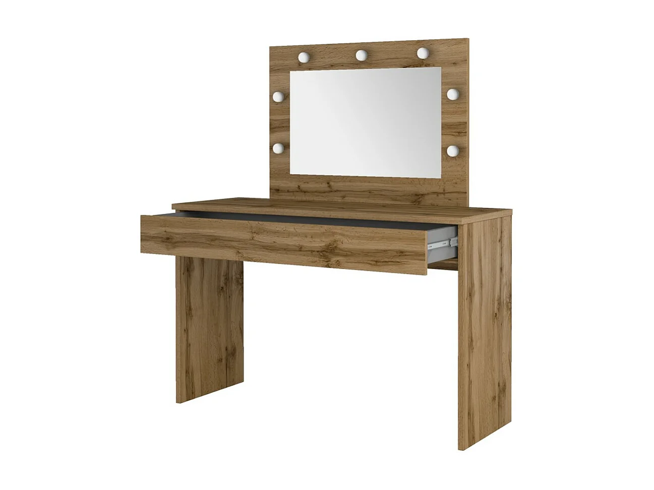 Toaletka DIVA roble – Con espejo, cajón y LED – Elegancia natural y funcionalidad