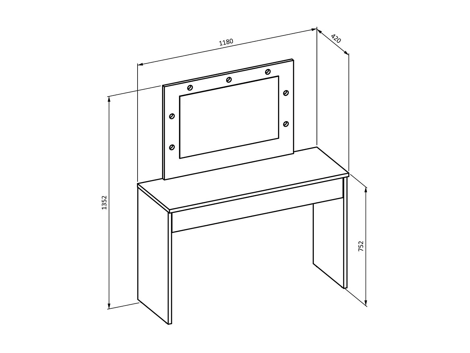 Toaletka DIVA roble – Con espejo, cajón y LED – Elegancia natural y funcionalidad