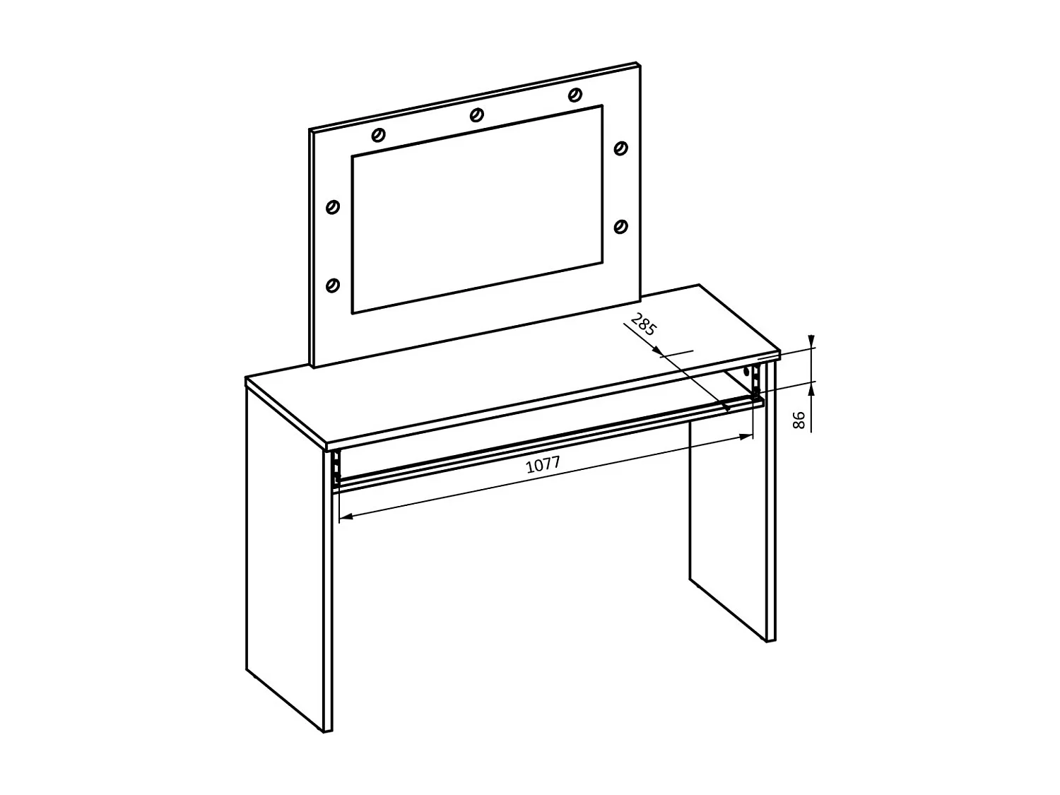 Toaletka DIVA roble – Con espejo, cajón y LED – Elegancia natural y funcionalidad