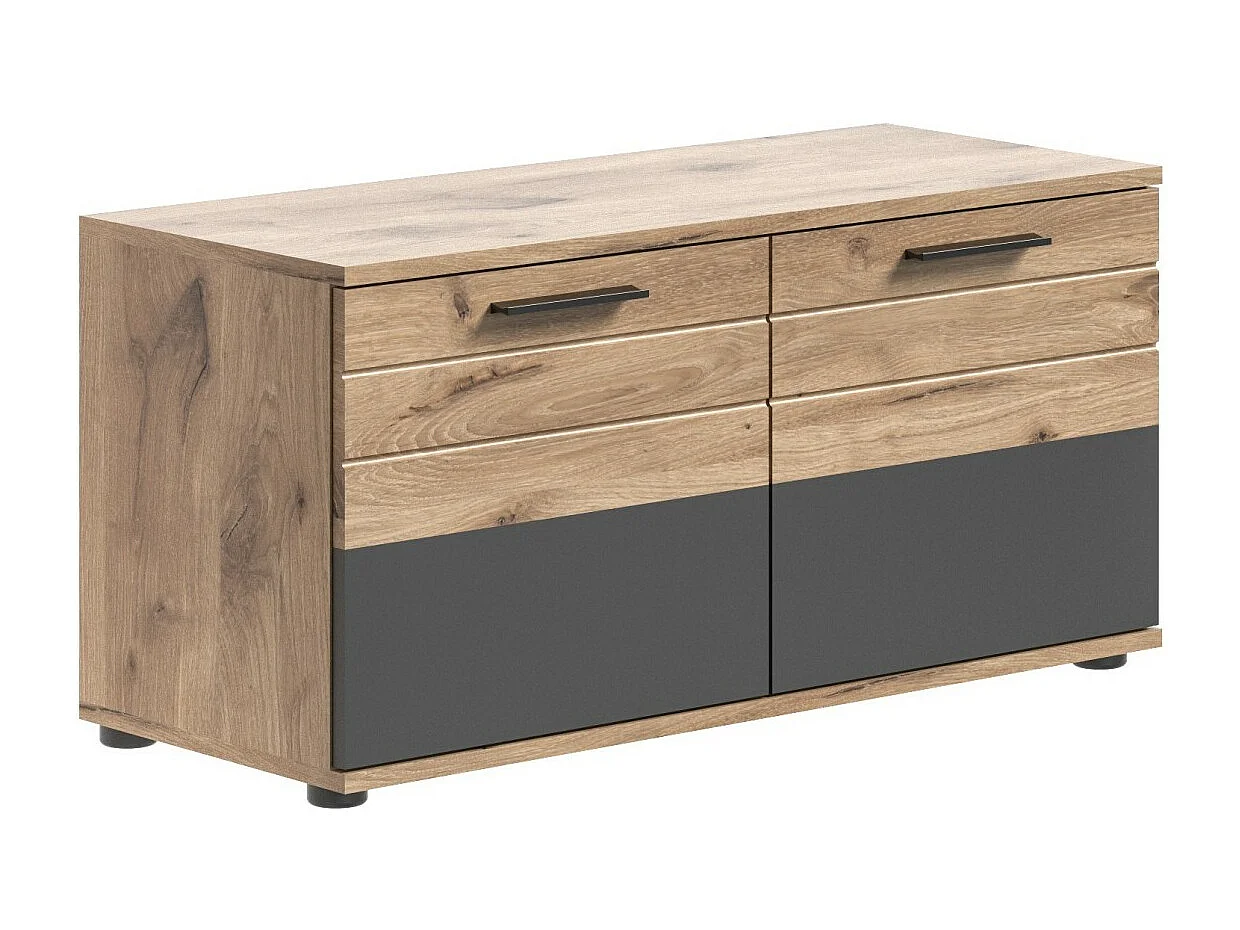 Meuble à chaussures 2 portes – Gris anthracite et chêne clair – SELMA