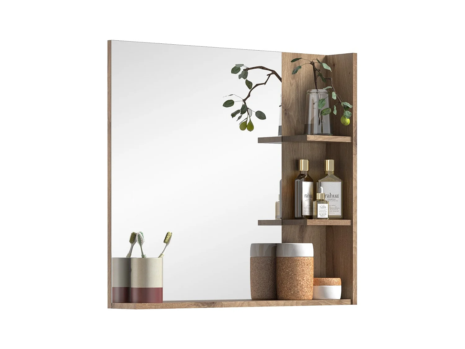 Miroir avec étagère – Chêne clair – SELMA