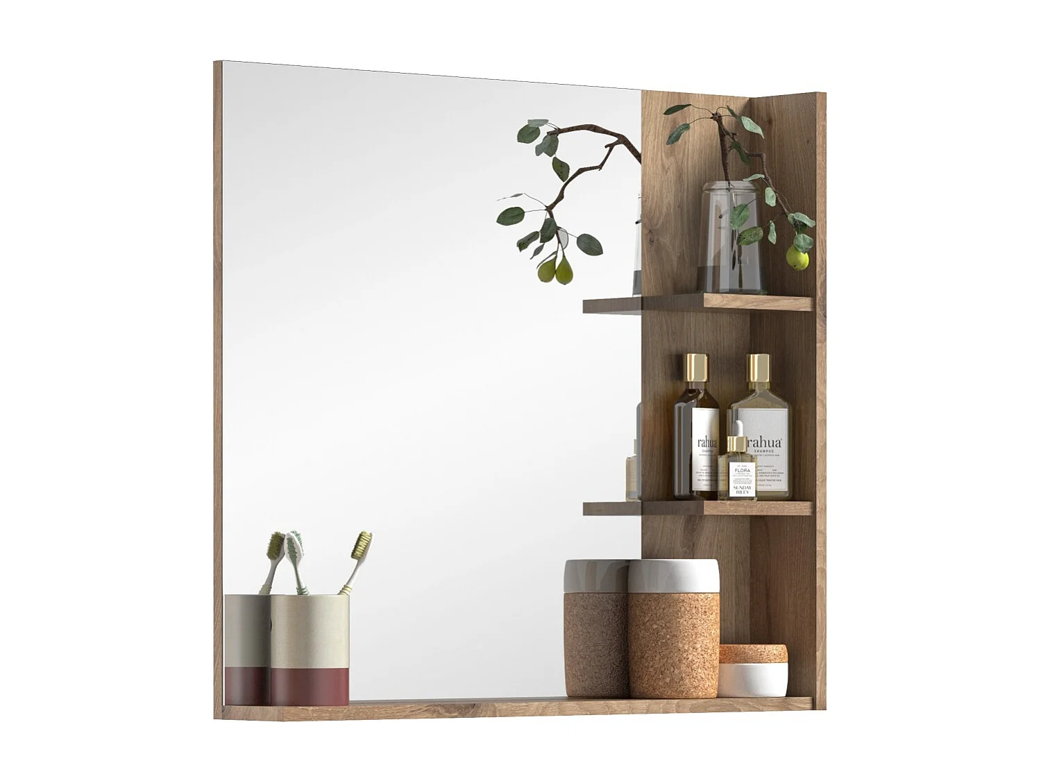 Miroir avec étagère – Chêne clair – SELMA