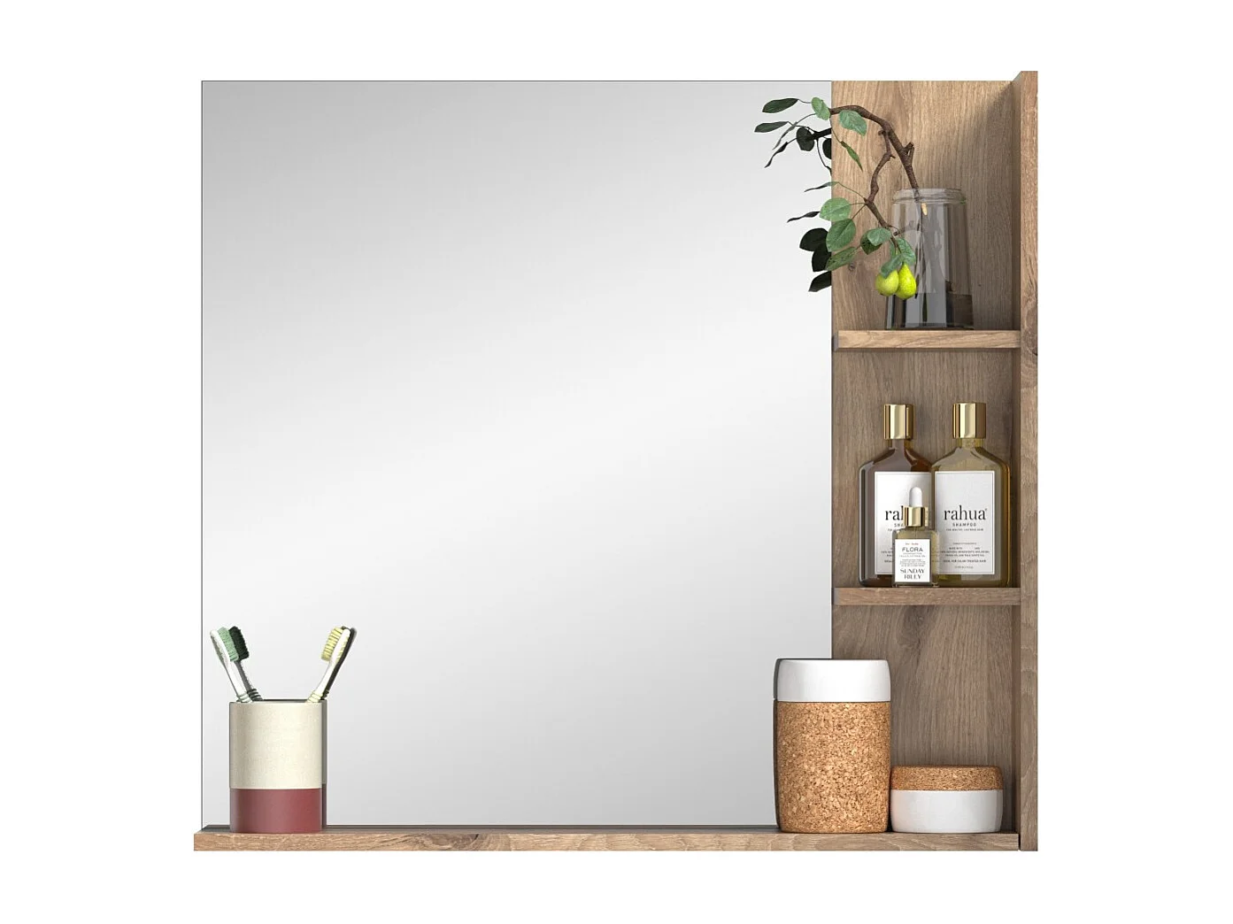 Miroir avec étagère – Chêne clair – SELMA