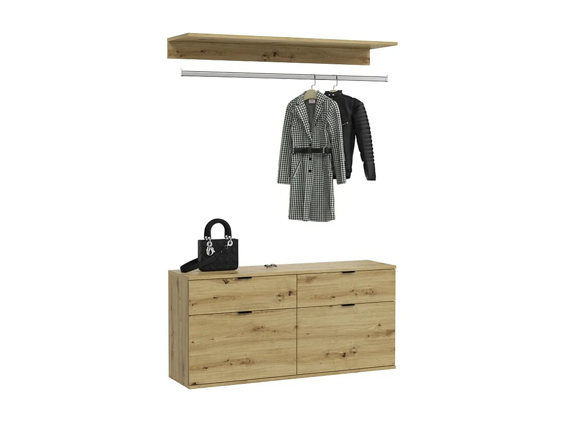 Meuble de rangement 4 tiroirs – Chêne clair – BODITE