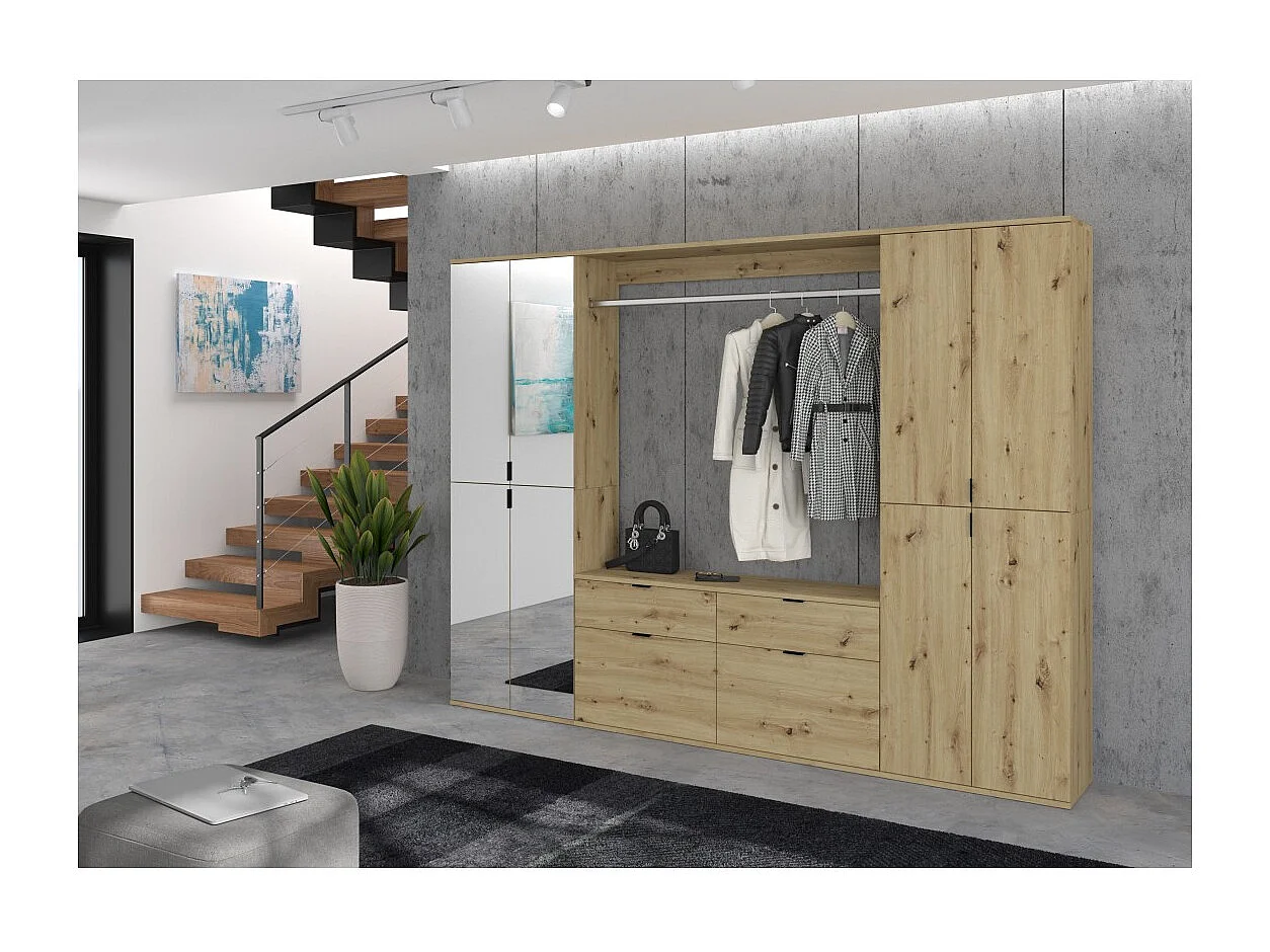 Meuble de rangement 4 tiroirs – Chêne clair – BODITE