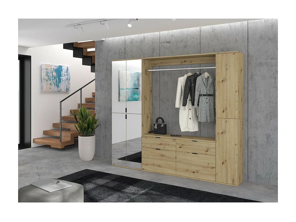 Meuble de rangement 4 tiroirs – Chêne clair – BODITE