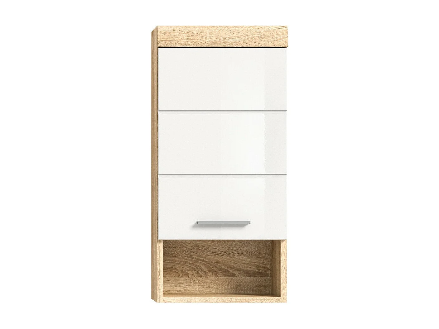 Media columna de baño LEWOTO – 1 puerta y 1 nicho – Blanco y roble claro