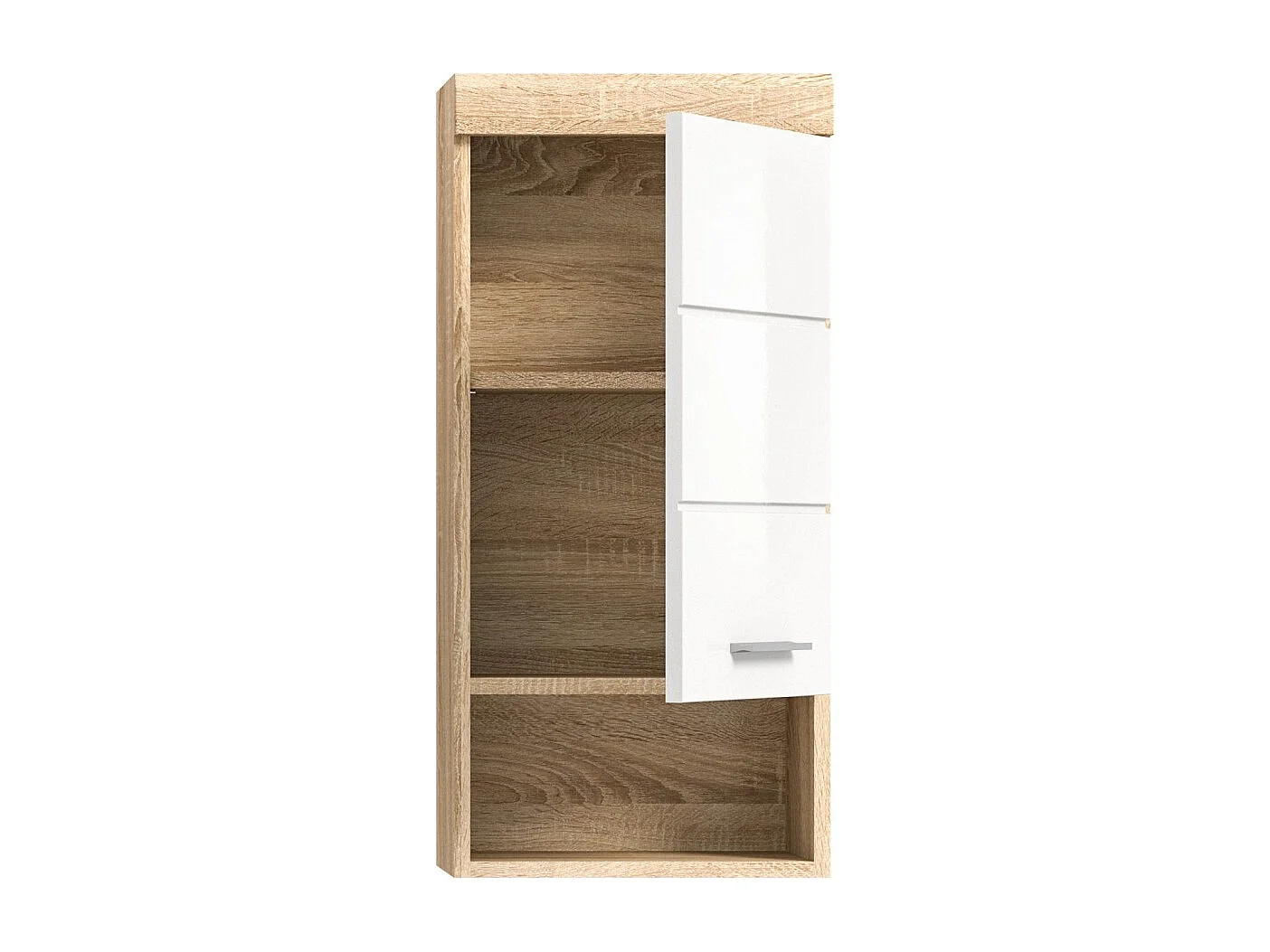Media columna de baño LEWOTO – 1 puerta y 1 nicho – Blanco y roble claro