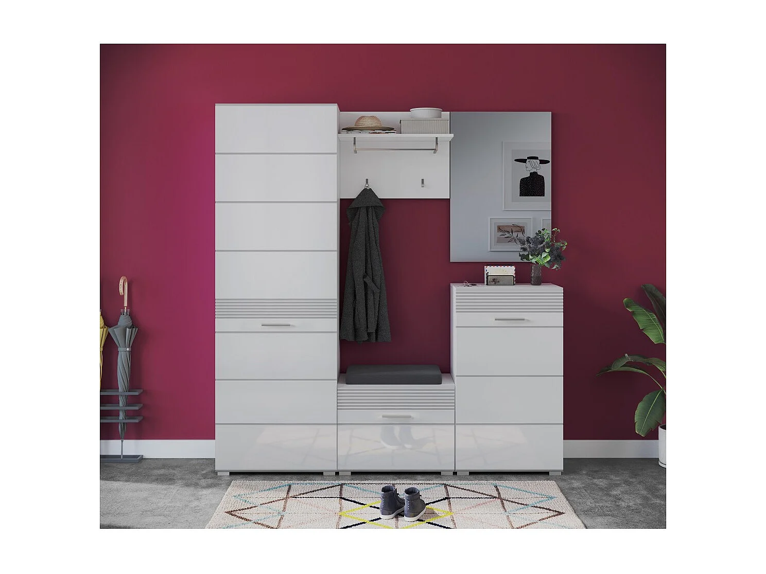 Porte manteau avec étagère – Blanc Laqué – KLEANKIN