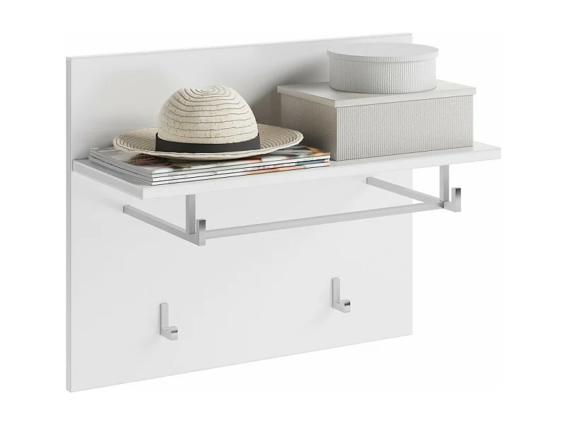 Porte manteau avec étagère – Blanc Laqué – KLEANKIN