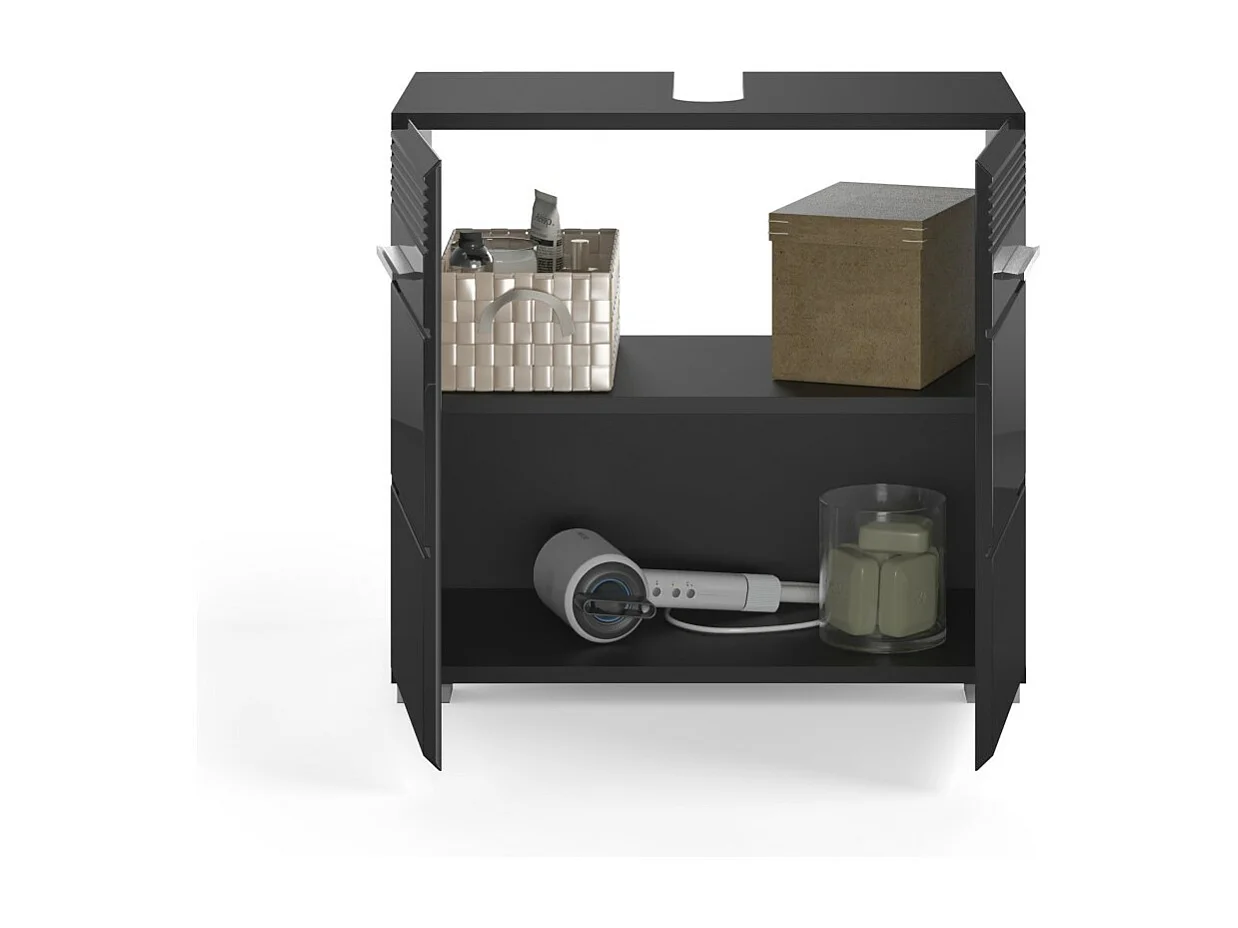 Meuble sous vasque – Noir laqué – KLEANKIN
