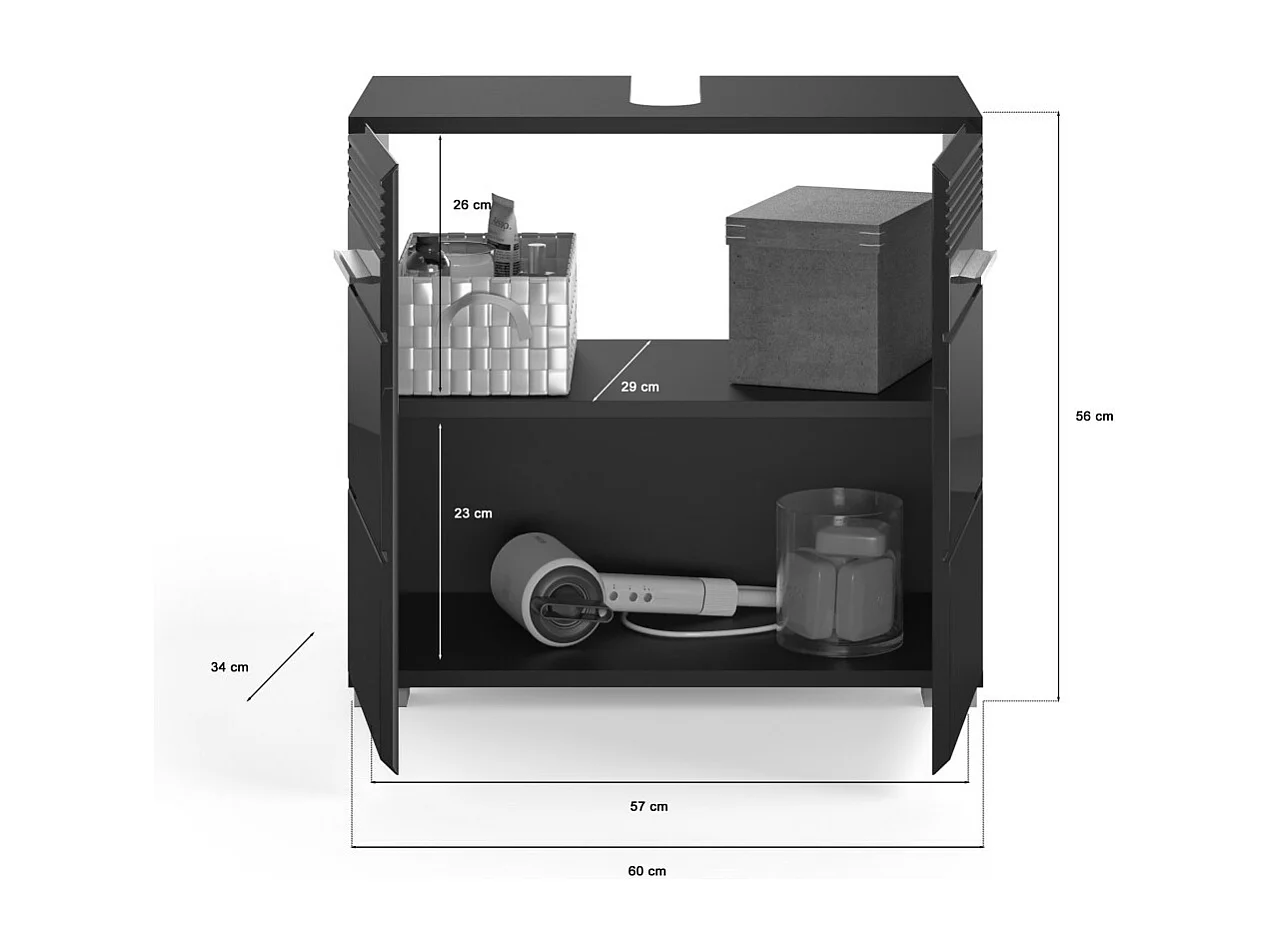 Meuble sous vasque – Noir laqué – KLEANKIN