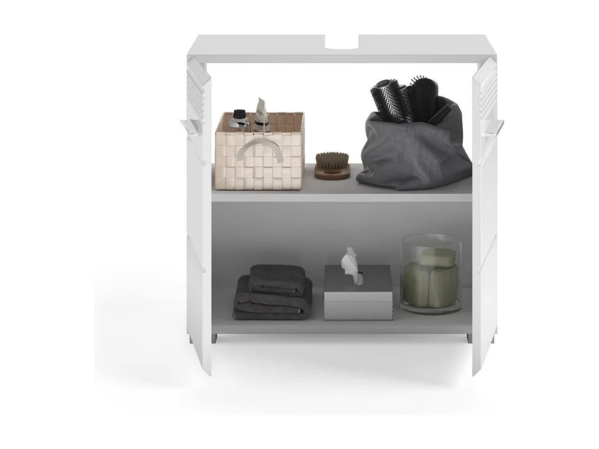 Meuble sous vasque 2 portes – Blanc laqué – KLEANKIN