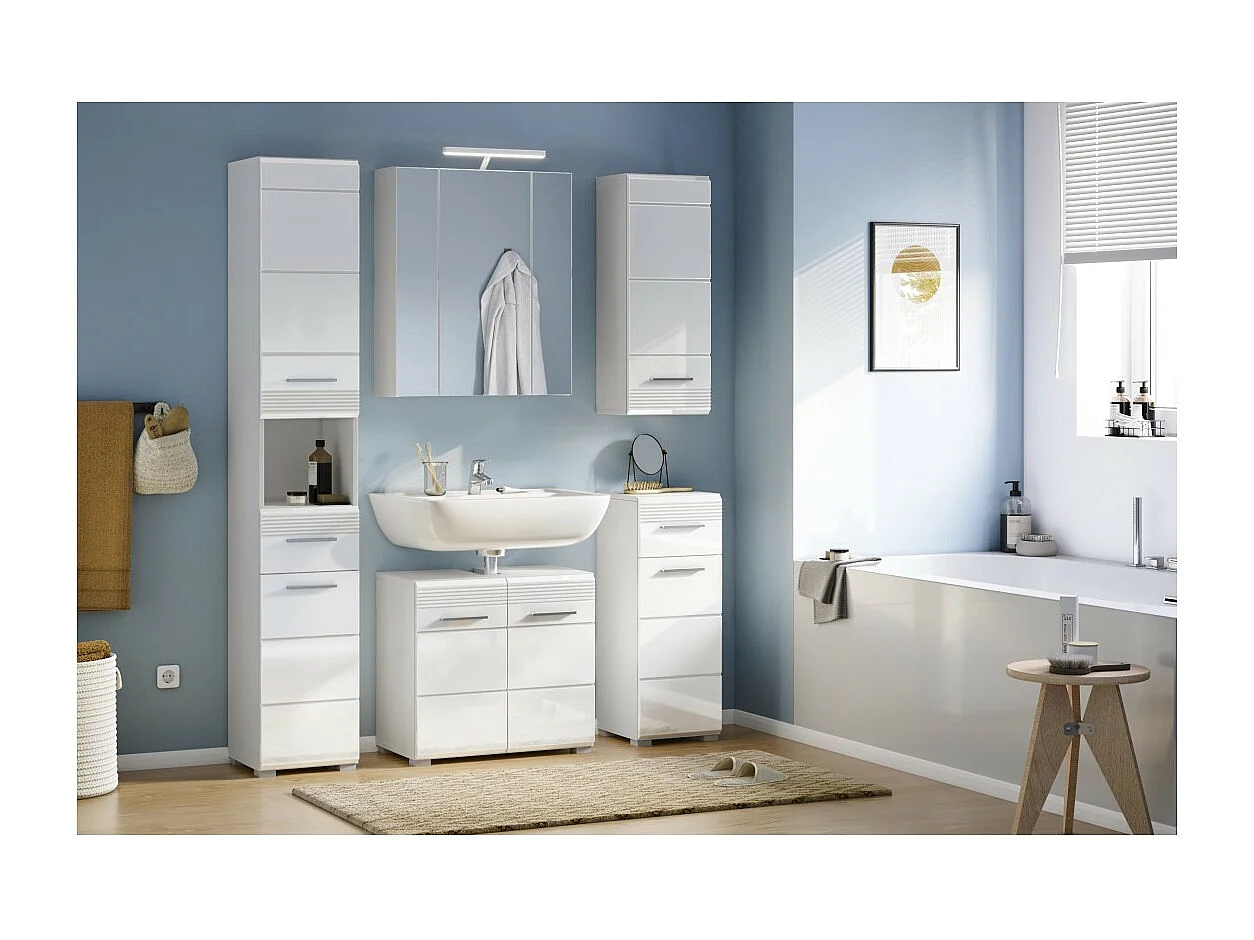 Meuble sous vasque 2 portes – Blanc laqué – KLEANKIN