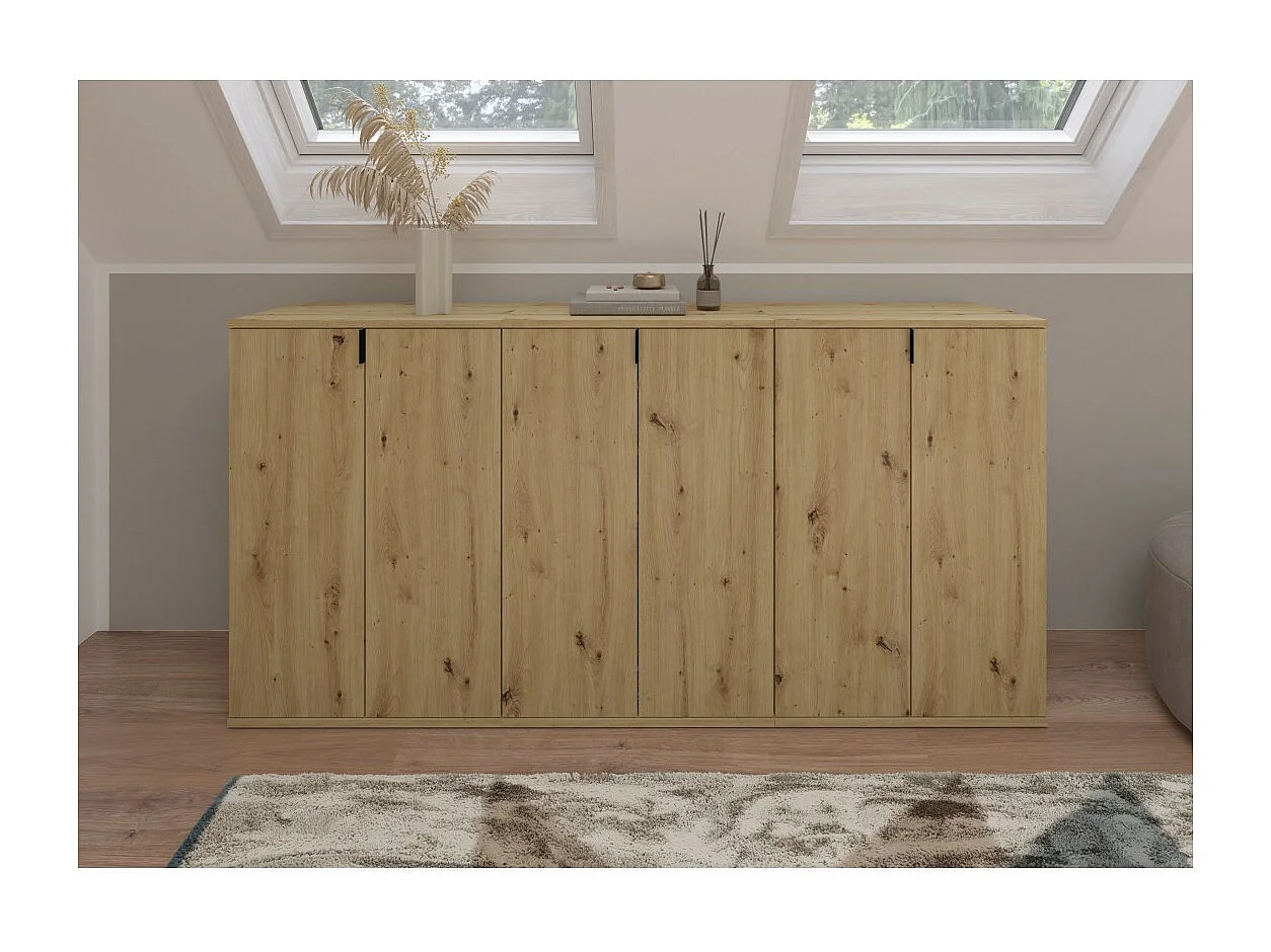 Meuble de rangement 2 portes – Chêne clair – BODITE