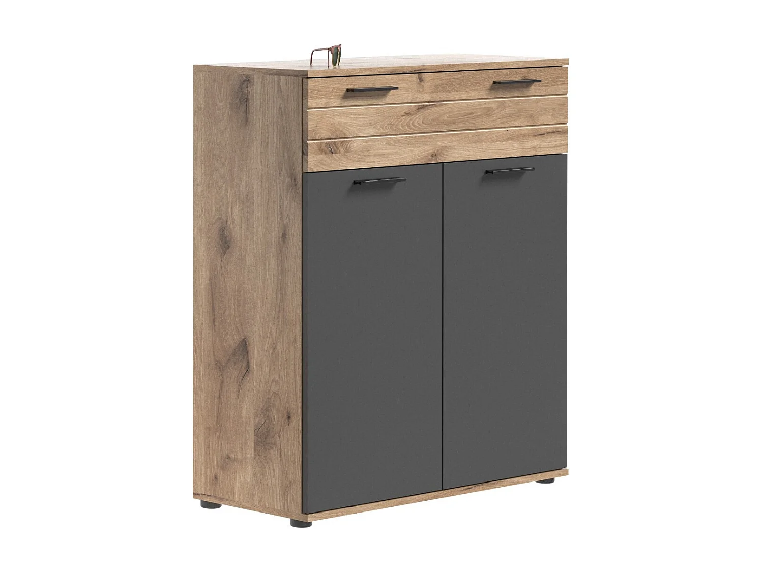 Buffet 2 puertas y 1 cajón – Gris antracita y roble claro – SELMA