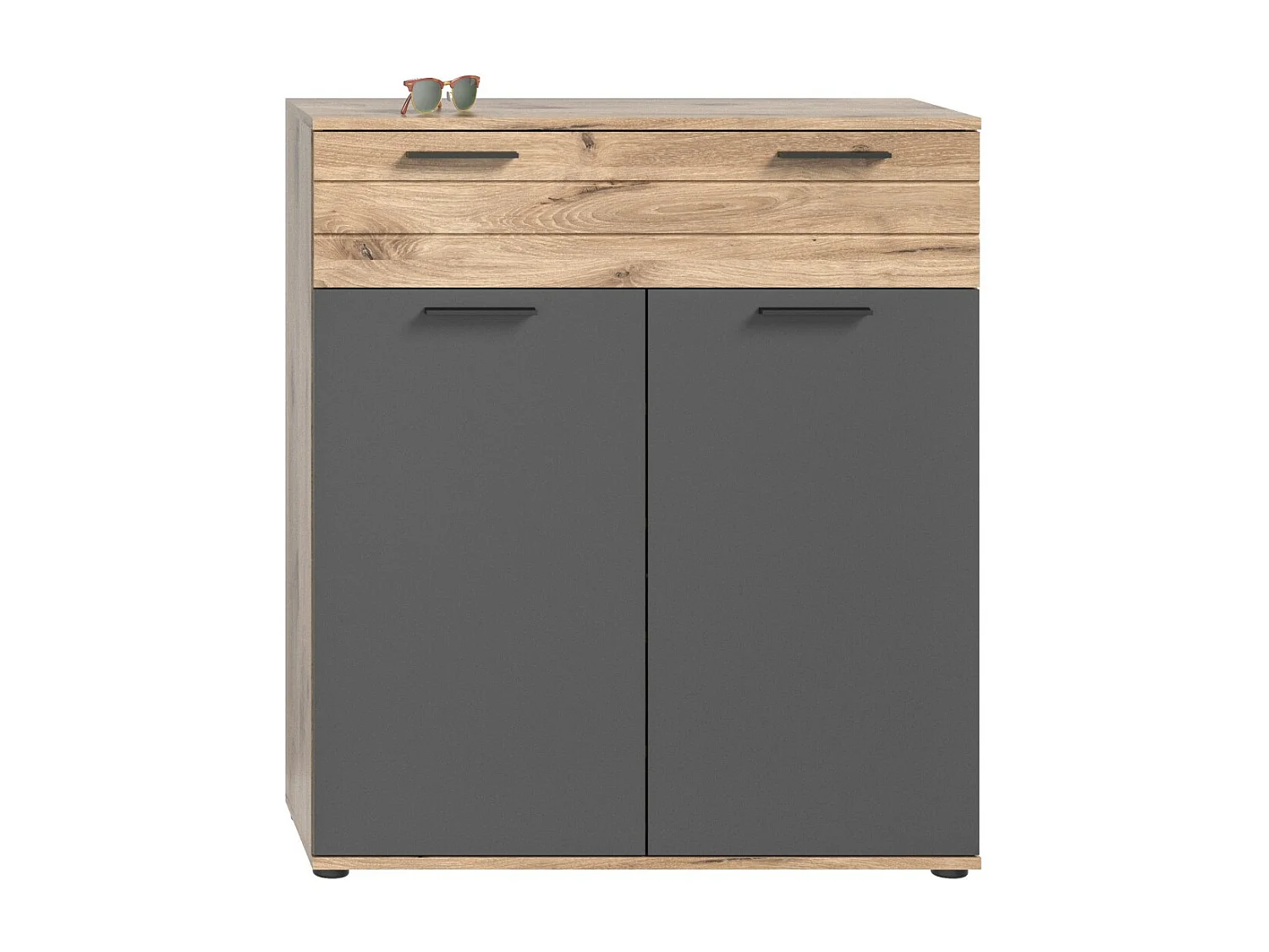 Buffet 2 puertas y 1 cajón – Gris antracita y roble claro – SELMA