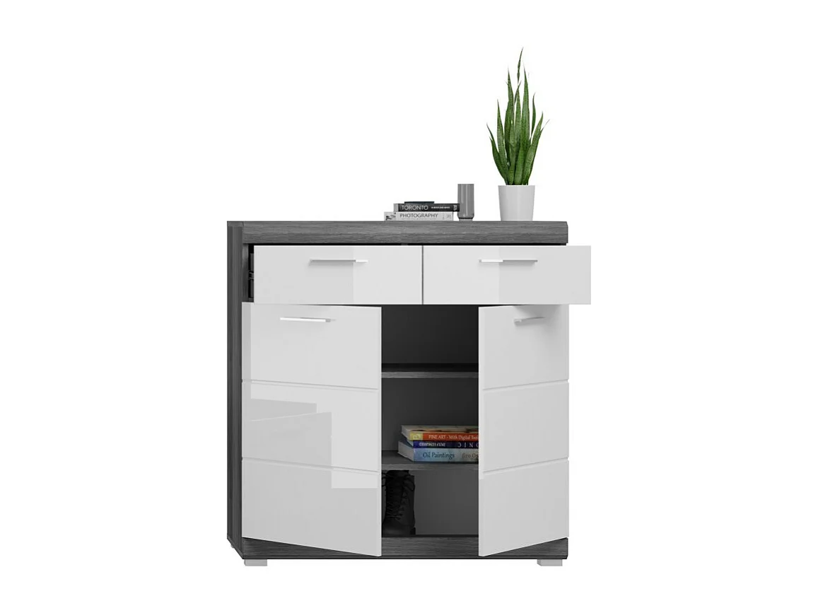 Buffet SCOTT – Blanco brillante – 2 puertas, 2 cajones – Para colocar