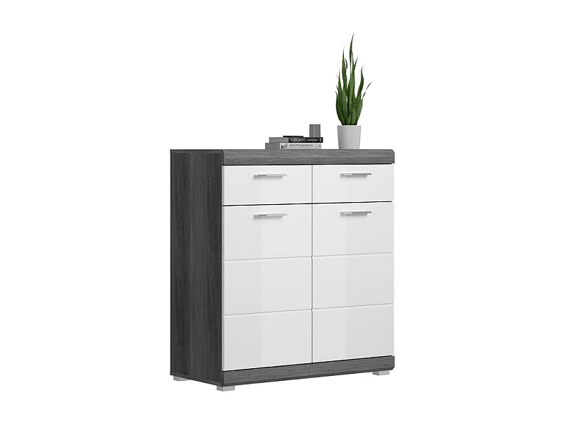 Buffet SCOTT – Blanc brillant – 2 portes, 2 tiroirs – À poser