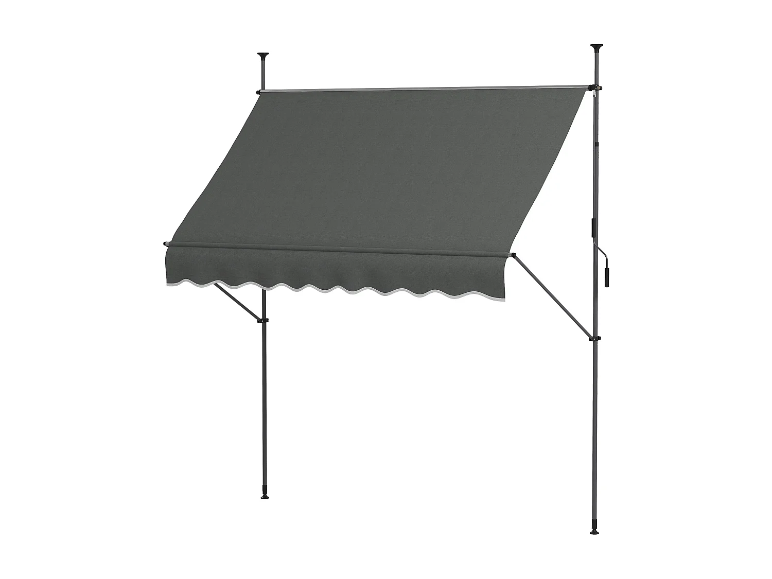 Store banne autoportant manuel rétractable 2,5L x 1,2l x 2,1-3H m inclinaison réglable métal alu polyester gris