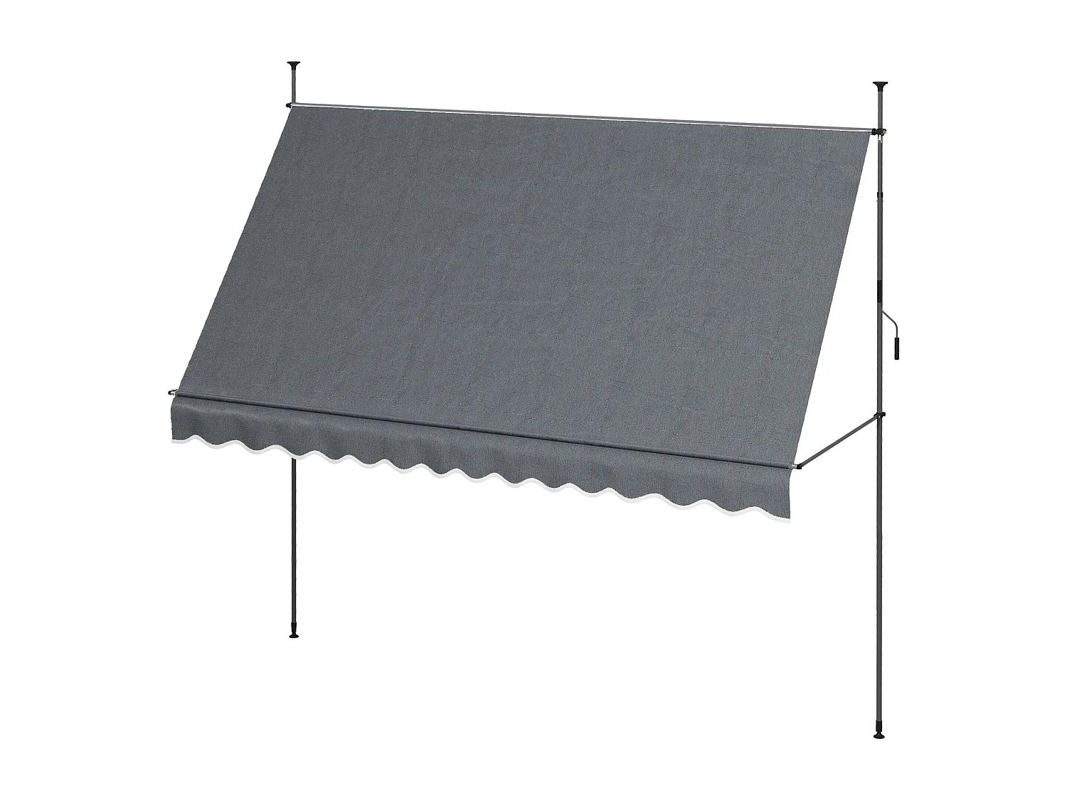 Store banne autoportant manuel rétractable 3,5L x 1,2l x 2,1-3H m inclinaison réglable métal alu polyester gris