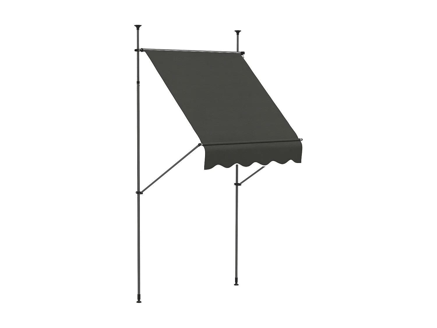 Store banne autoportant manuel rétractable 1,5L x 1,2l x 2,1-3H m inclinaison réglable métal alu polyester gris