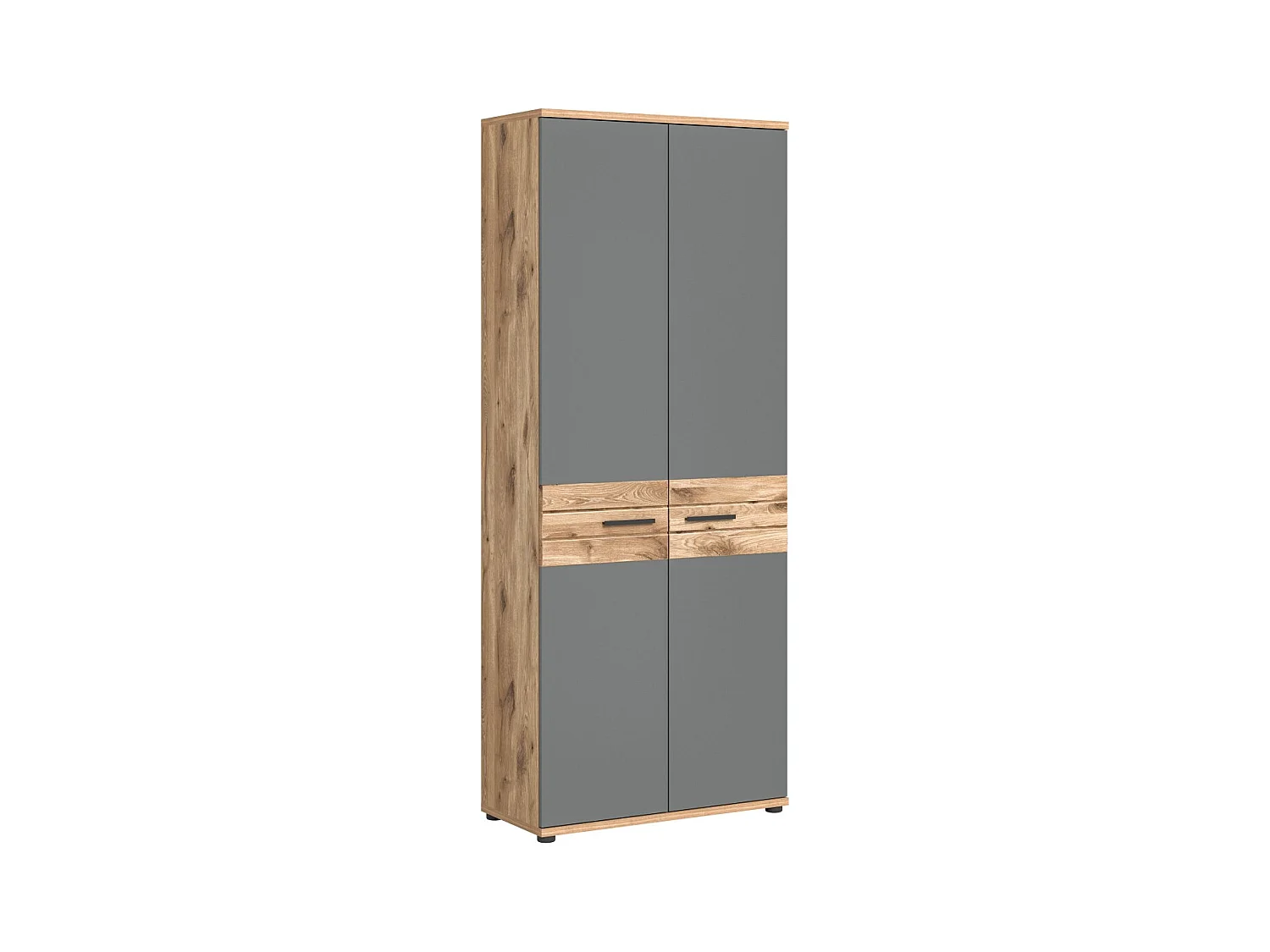 Armoire de rangement de bureau 2 portes – Gris anthracite et chêne clair – SELMA