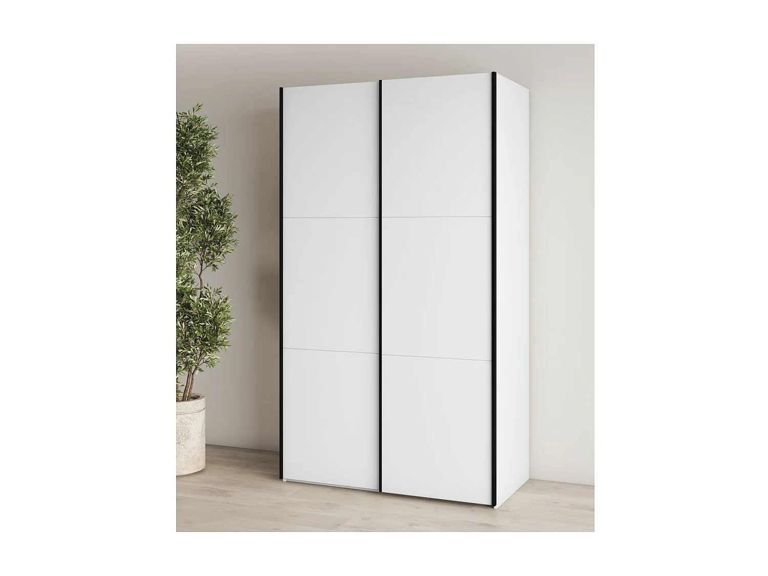 Armário SLIDE – 120 cm – 2 portas de correr – Cor branca – Organização com cabideiro ou prateleiras