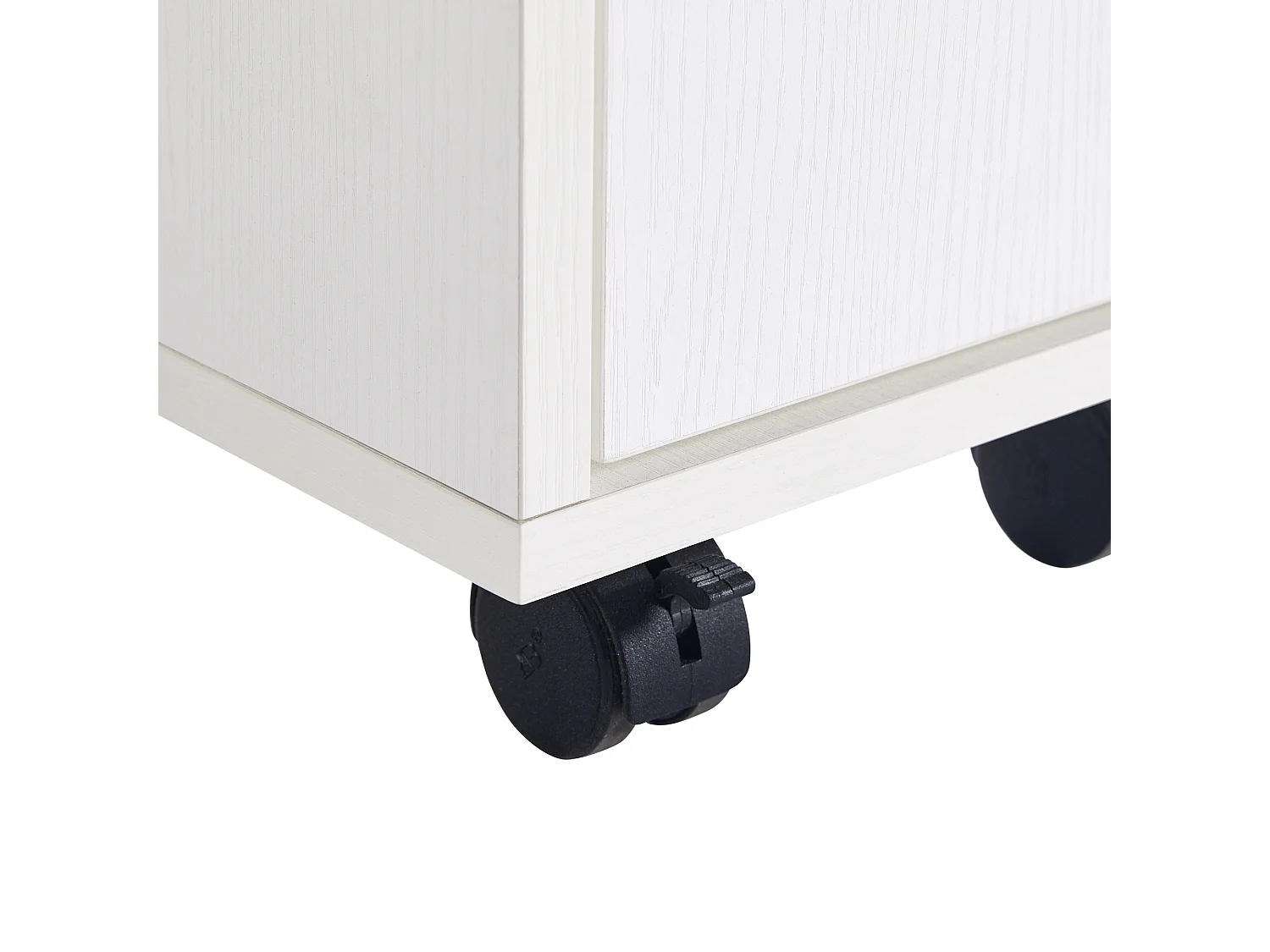 Isla central de cocina con 4 cajones y estanterías abiertas - Tablero extensible - 110(214)x78x97,5 cm - Para 2 a 6 personas - Blanco + Natural