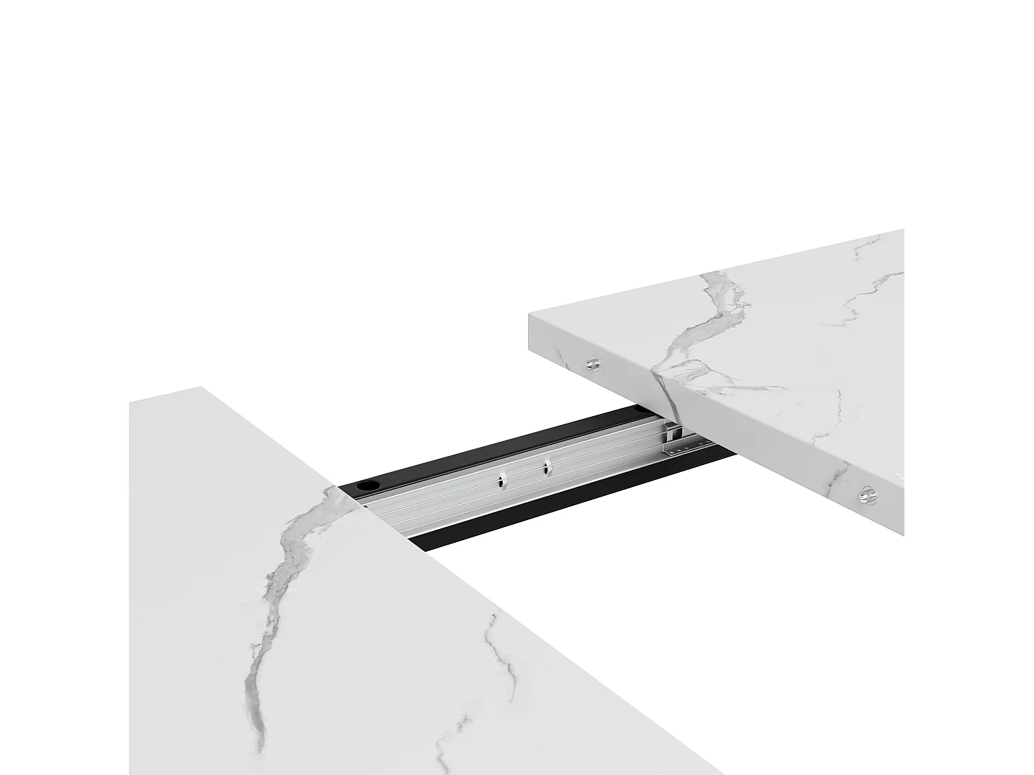 Table à manger et 4 chaises - plateau en MDF、Structure en métal et coussins en velours - Blanc & Noir