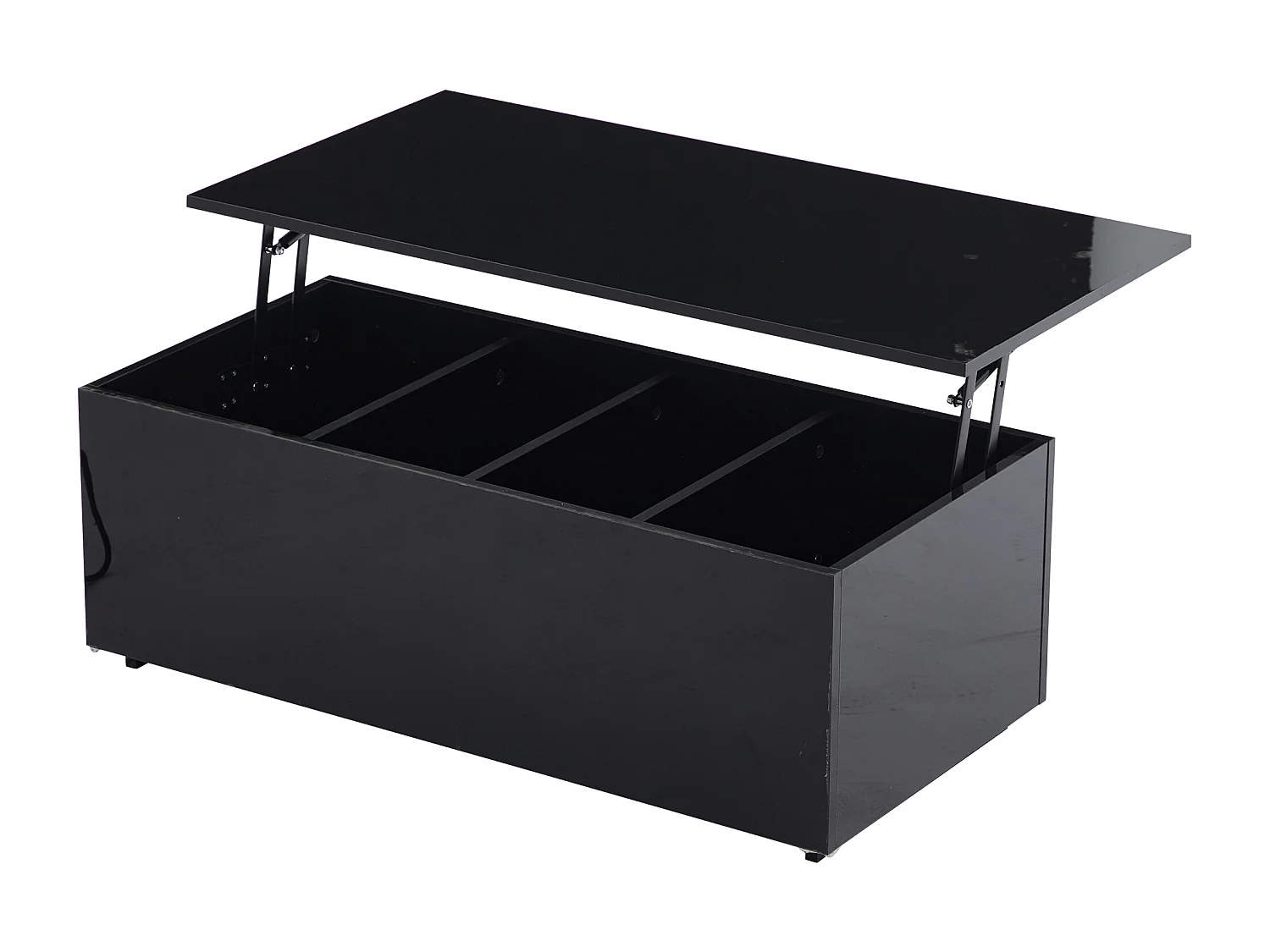 Moderne salontafel 100x50x35 cm - met LED-verlichting - verborgen opbergruimte - bijzettafel met hydraulisch hefsysteem - zwart