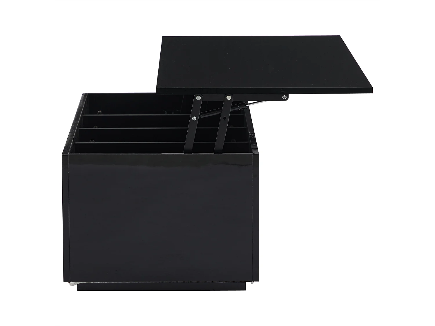 Moderne salontafel 100x50x35 cm - met LED-verlichting - verborgen opbergruimte - bijzettafel met hydraulisch hefsysteem - zwart