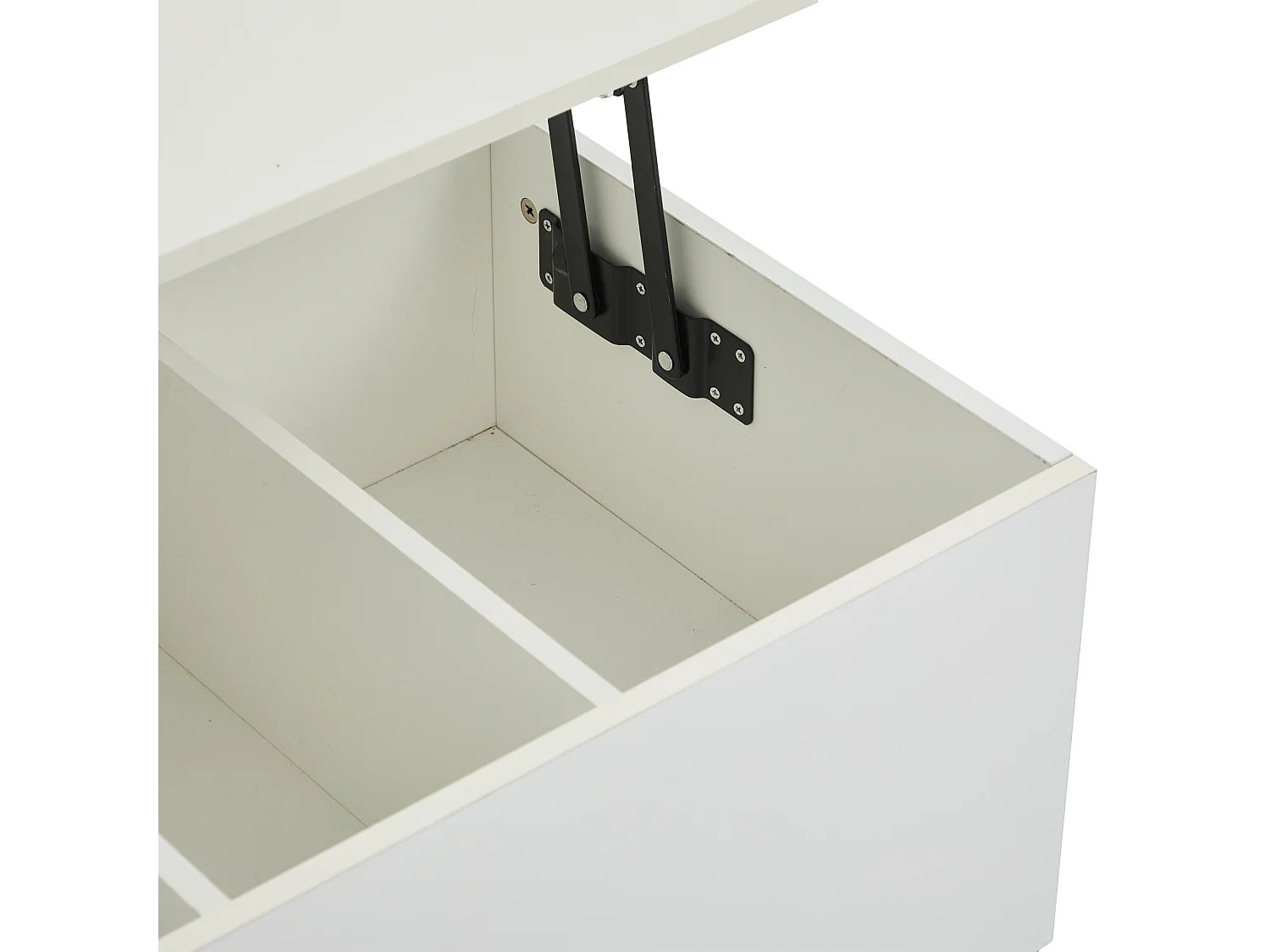 Table basse moderne 100x50x35 cm - avec éclairage LED - rangement caché - table d'appoint à relevage hydraulique - Blanc