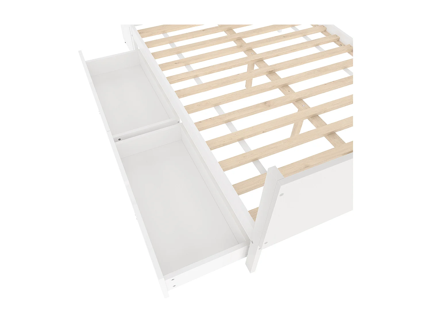 Łóżko proste dla dziecka 140x200 cm - z biurkiem - z 2 szufladami - z półkami - drewno lite - białe (bez materaca)