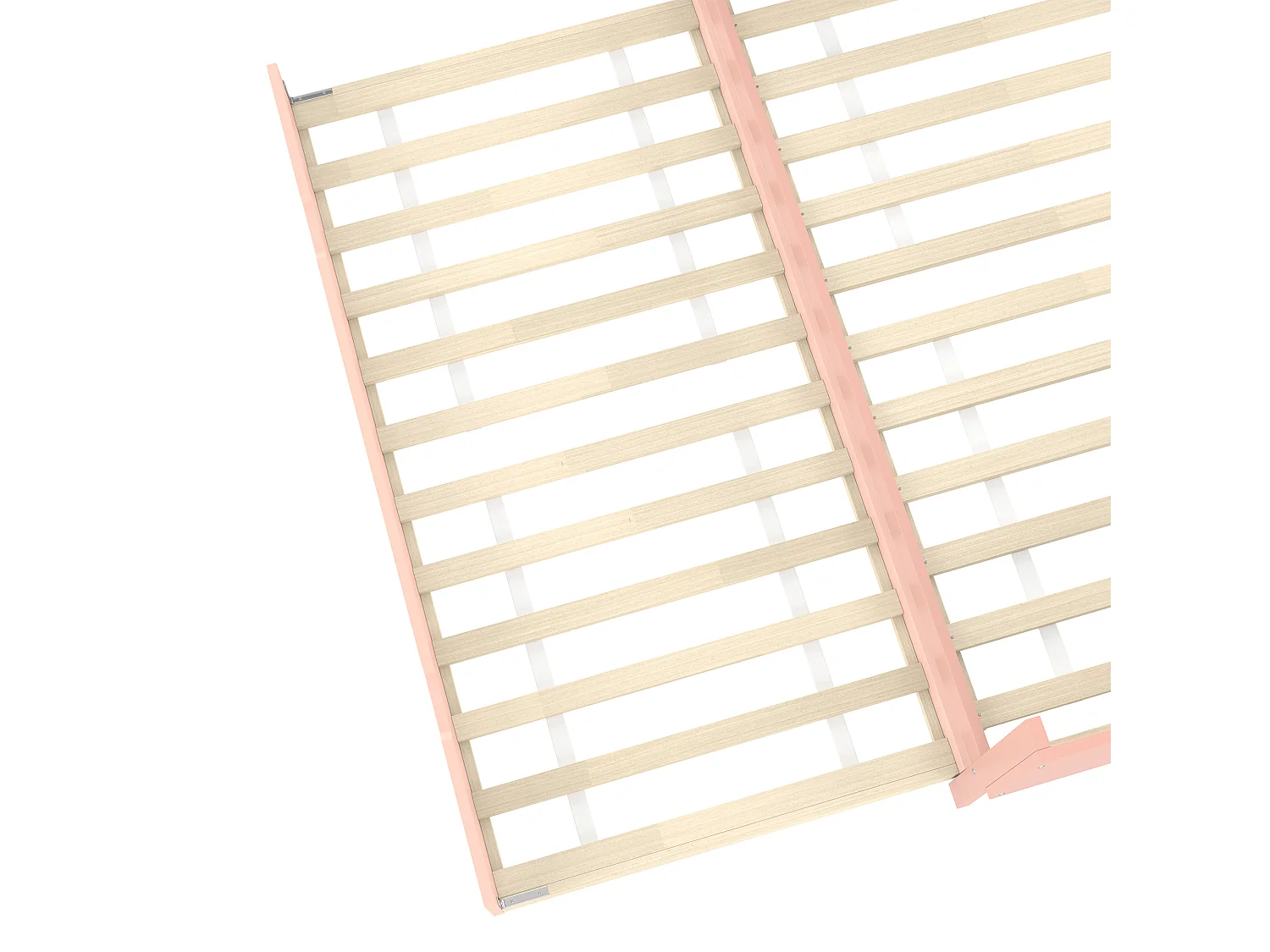 Lit double enfant 140x200 cm - Avec bureau - Avec lit gigogne - Avec sommier à lattes - Bois massif - rose (sans matelas)