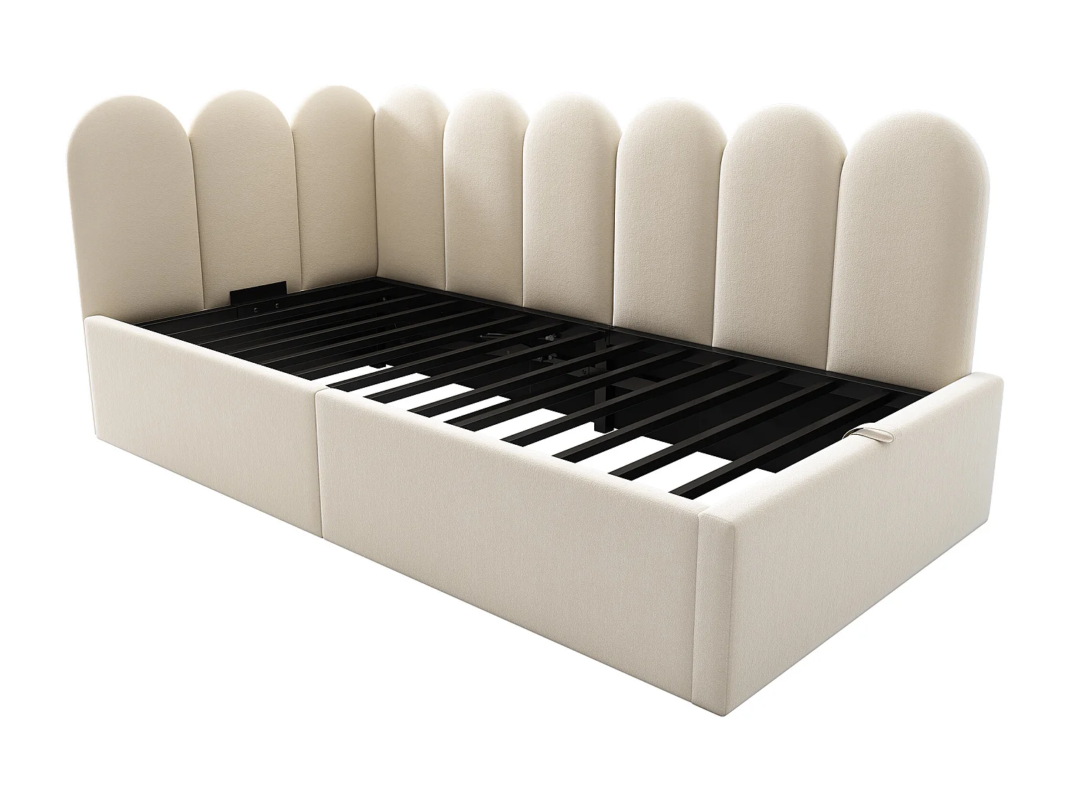 Schlafsofa mit Stauraum - Samtstoff - 90x200 cm - mit Lattenrost - Beige