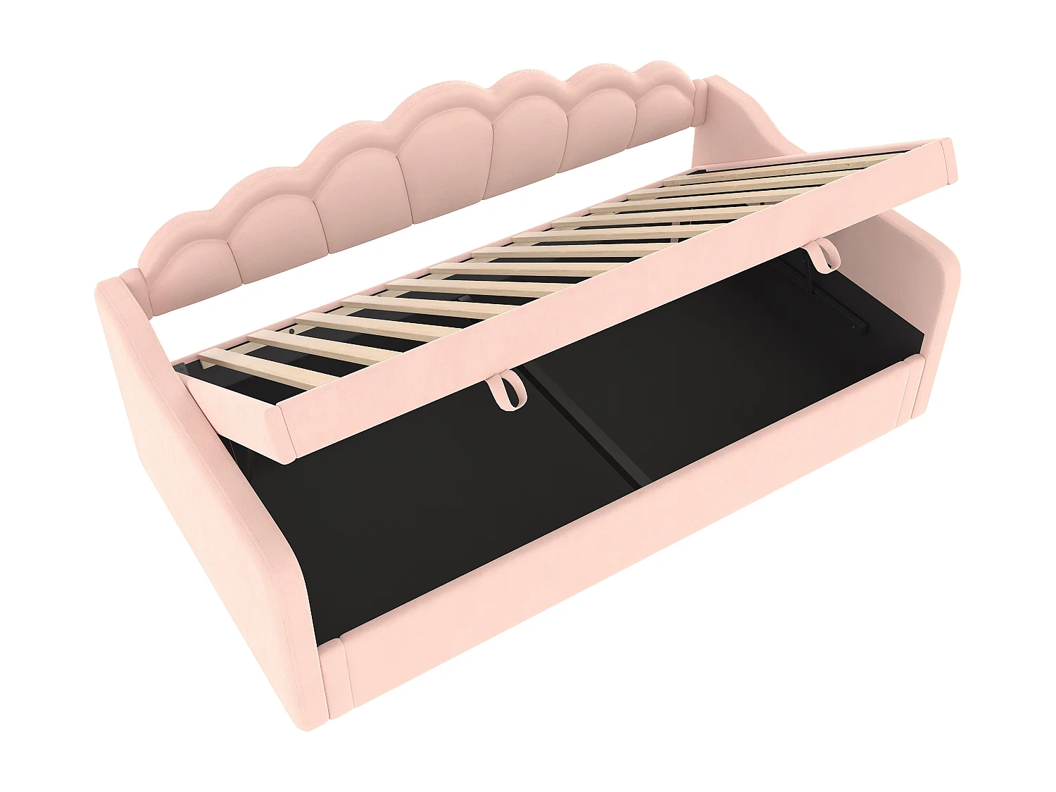 Divano letto con contenitore 90x200 cm - Luci LED a cambiamento colore - Velluto - Rosa (senza materasso)